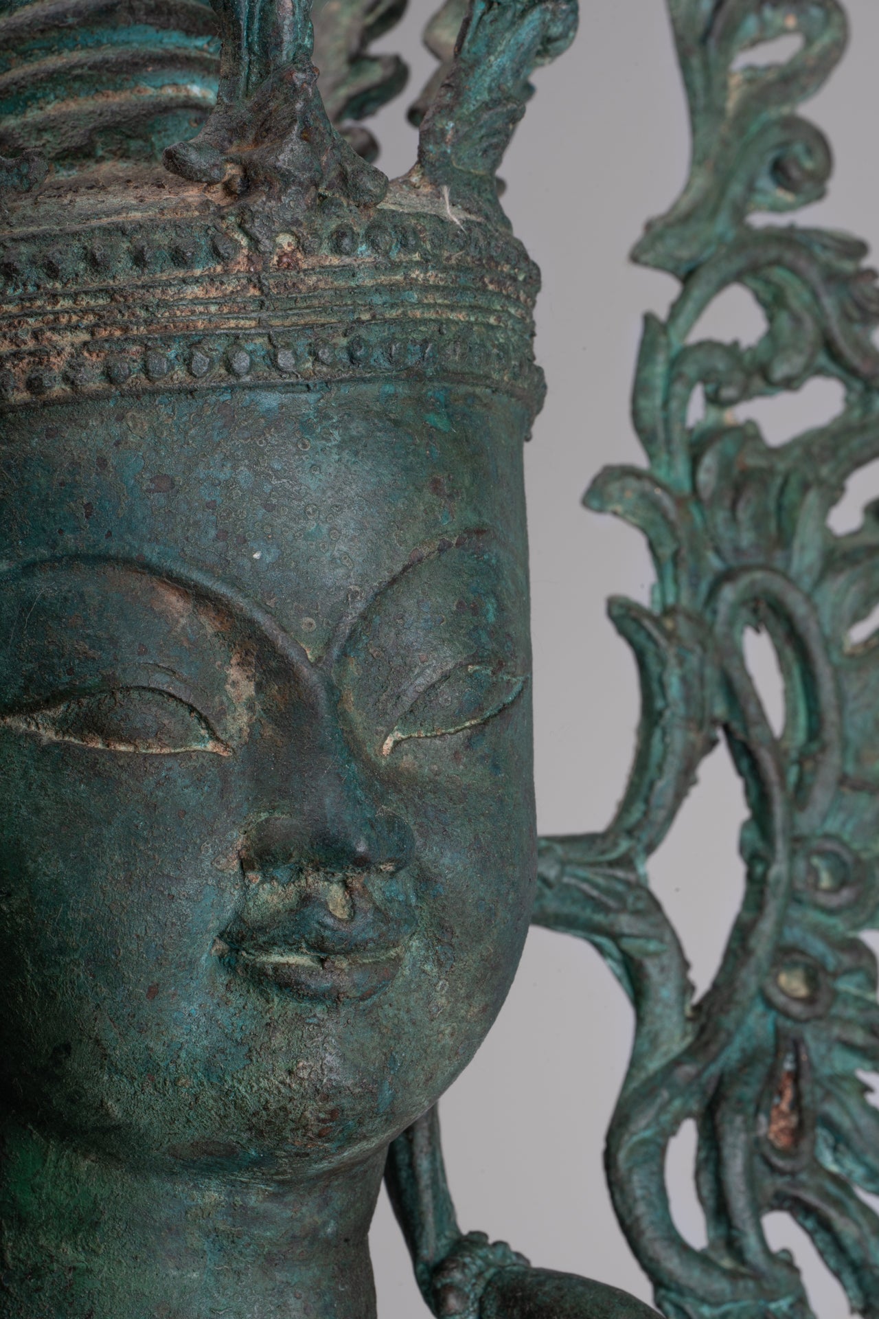 Large Buddha Statue - Antique Burmese Style Bronze Shan Enlightenment Seated Buddha Statue - 103cm/41"