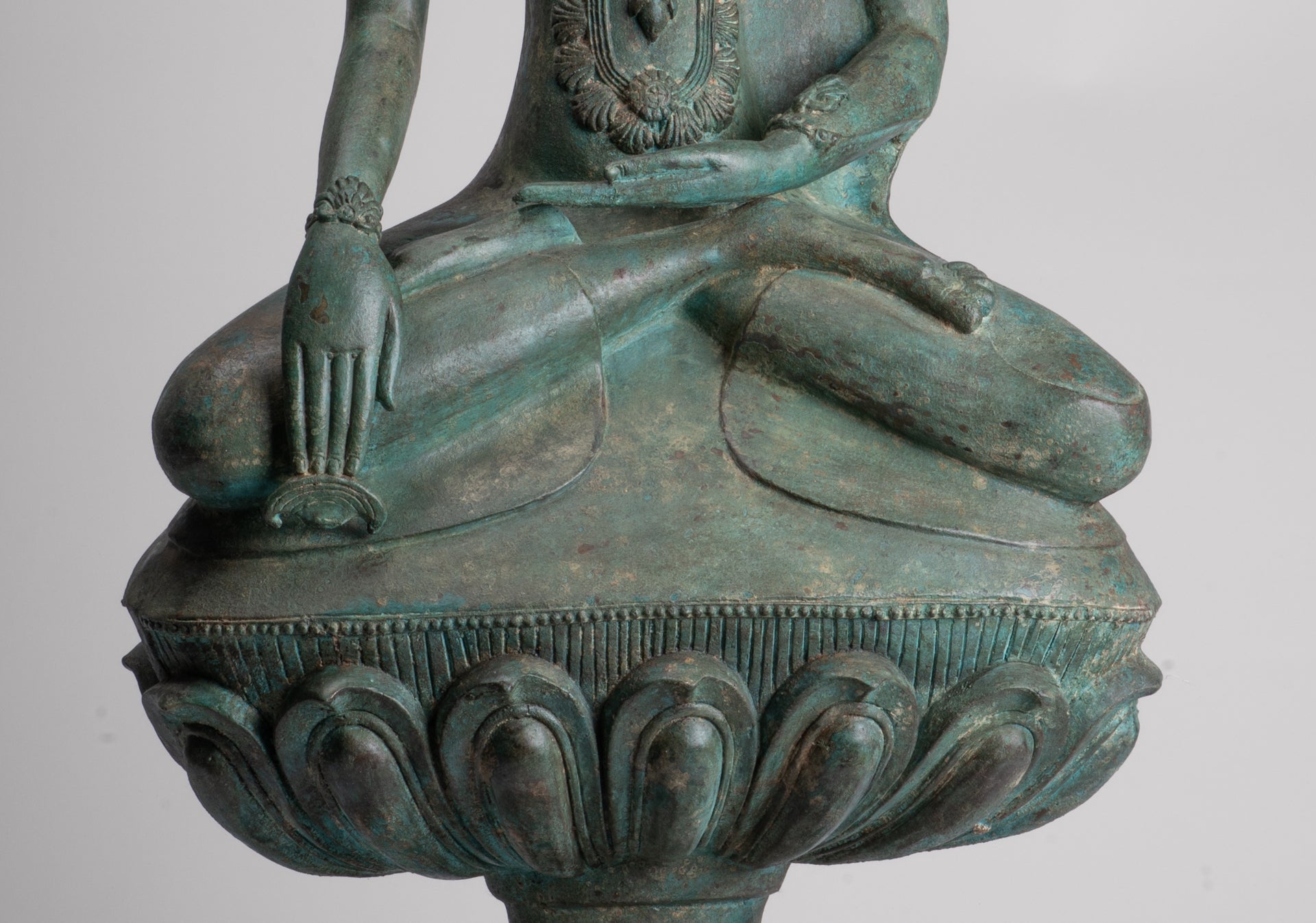 Large Buddha Statue - Antique Burmese Style Bronze Shan Enlightenment Seated Buddha Statue - 103cm/41"