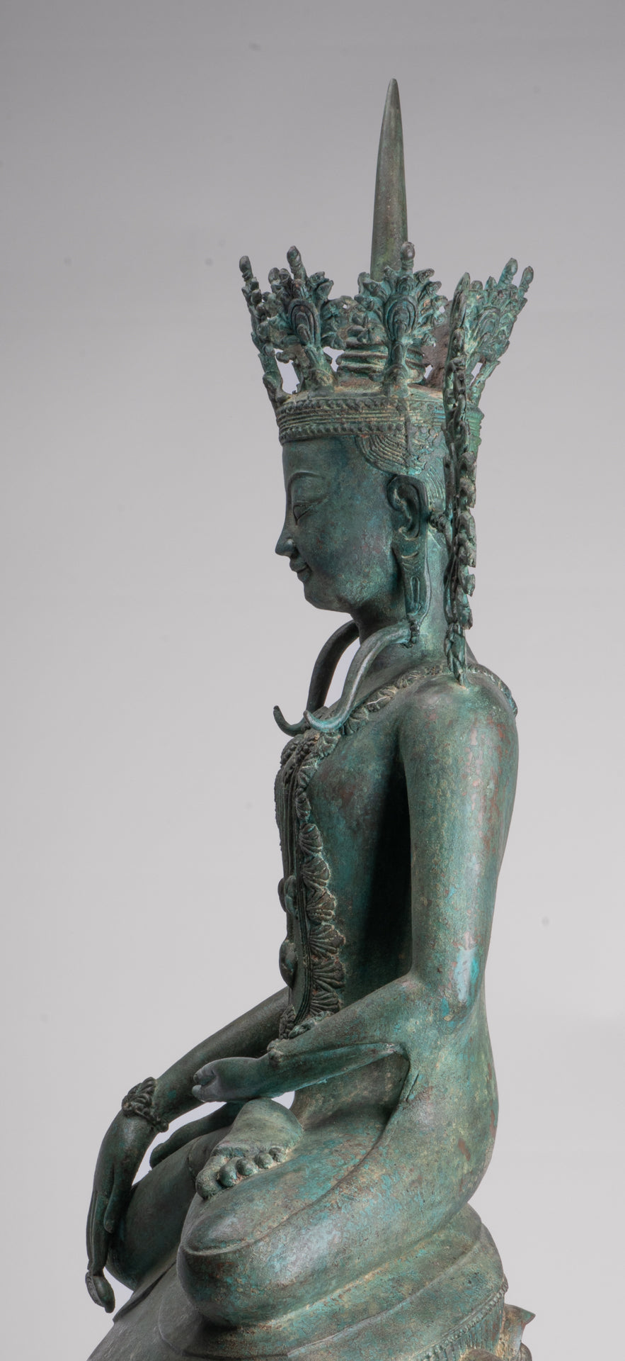 Large Buddha Statue - Antique Burmese Style Bronze Shan Enlightenment Seated Buddha Statue - 103cm/41"