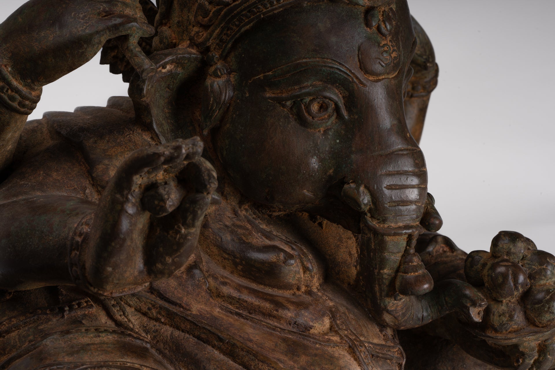 Ganesh - Antique Thai Style Bronze Reclining Ganesha Statue - 47cm/19"