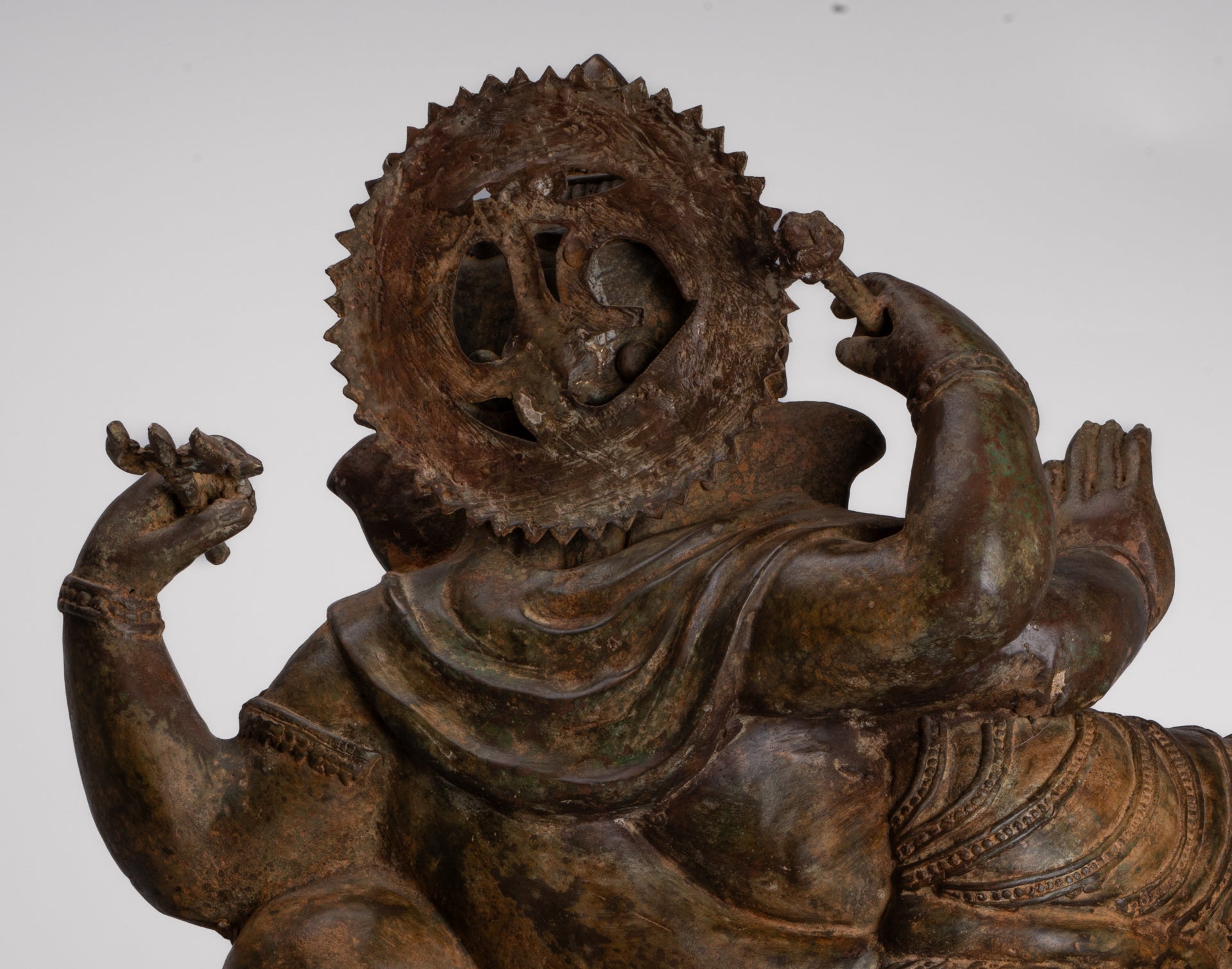 Ganesh - Antique Thai Style Bronze Reclining Ganesha Statue - 47cm/19"