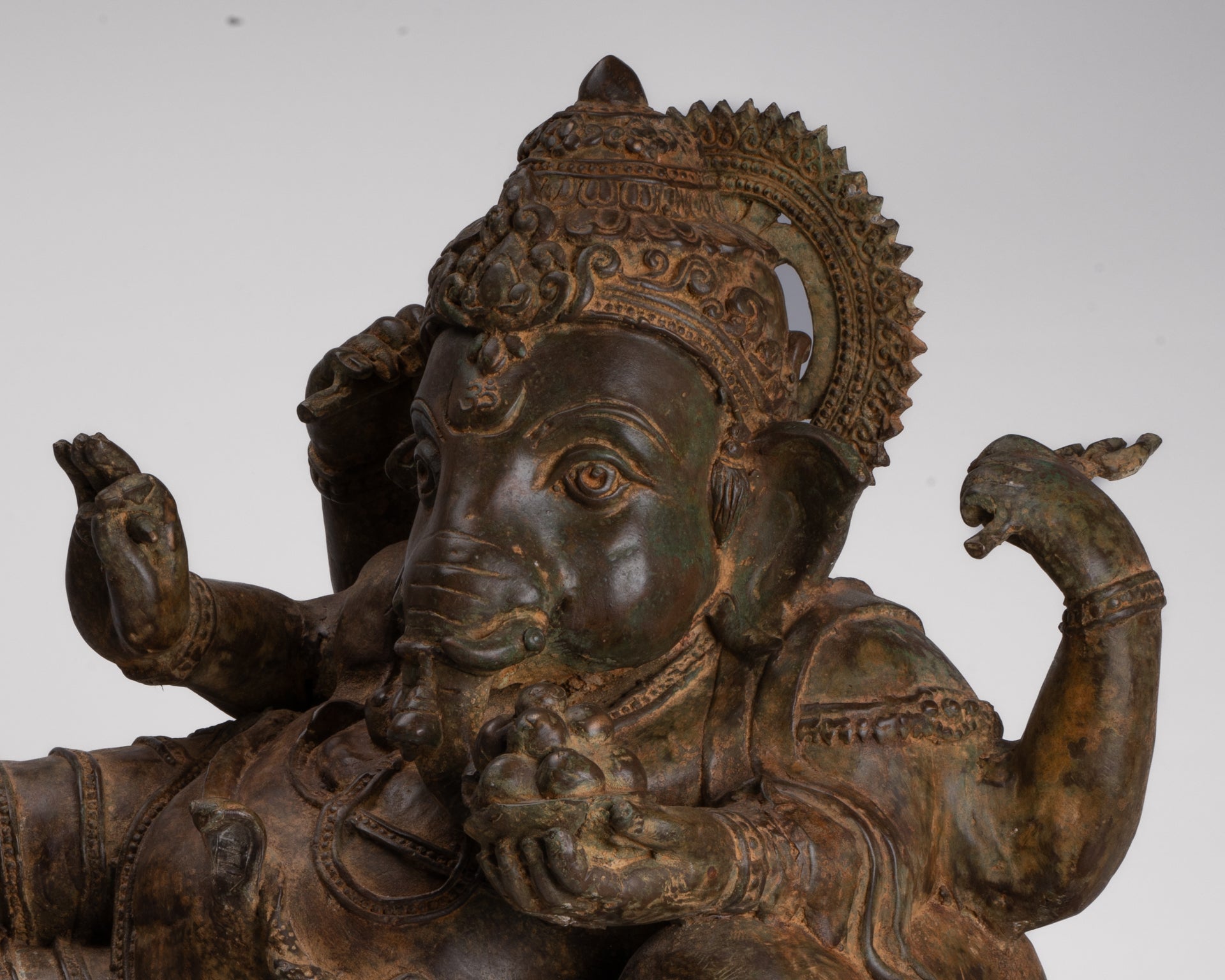 Ganesh - Antique Thai Style Bronze Reclining Ganesha Statue - 47cm/19"