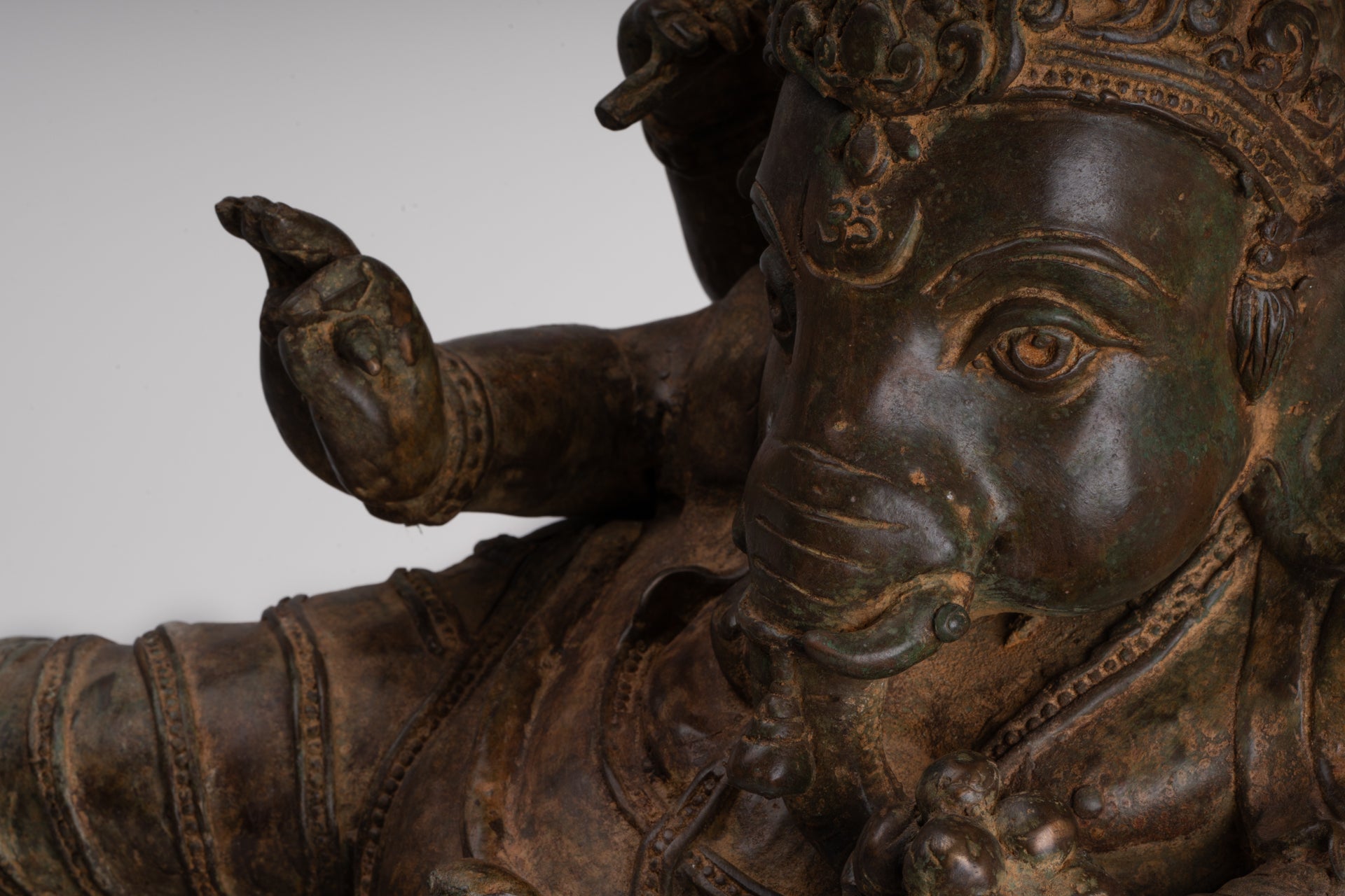 Ganesh - Antique Thai Style Bronze Reclining Ganesha Statue - 47cm/19"