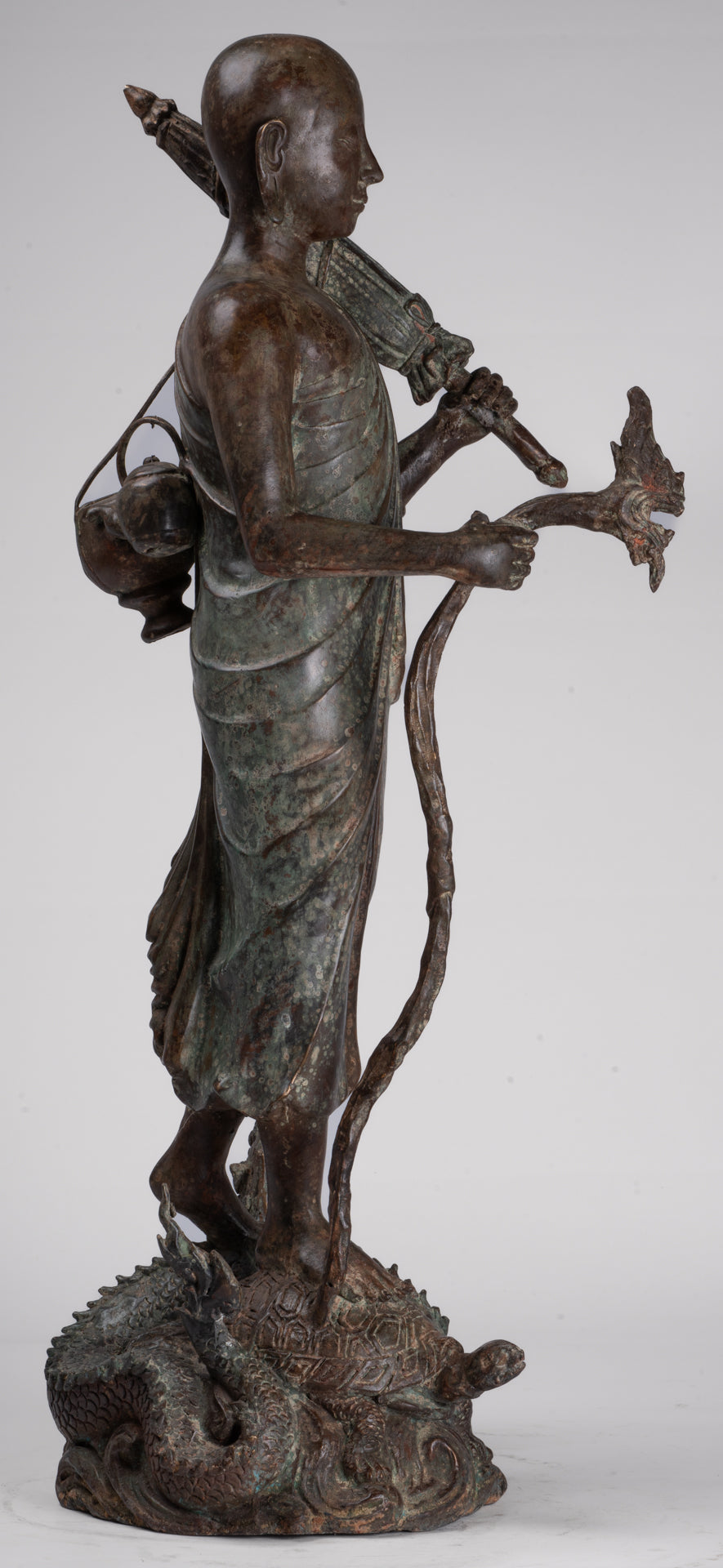 Monk - Antique Thai Style Bronze Dvaravati Sīvali Devotee / Disciple of Buddha Statue - 71cm/28"