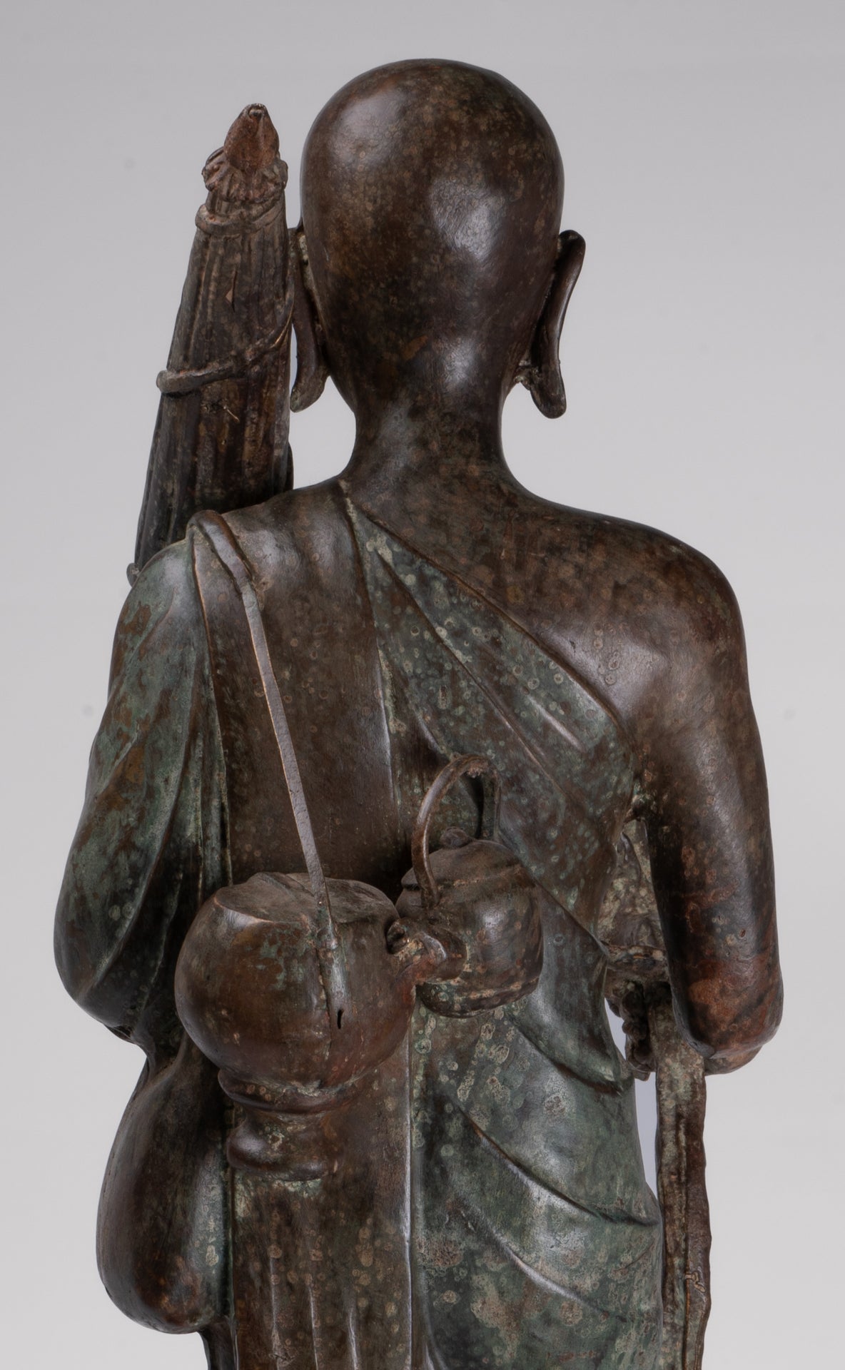 Monk - Antique Thai Style Bronze Dvaravati Sīvali Devotee / Disciple of Buddha Statue - 71cm/28"