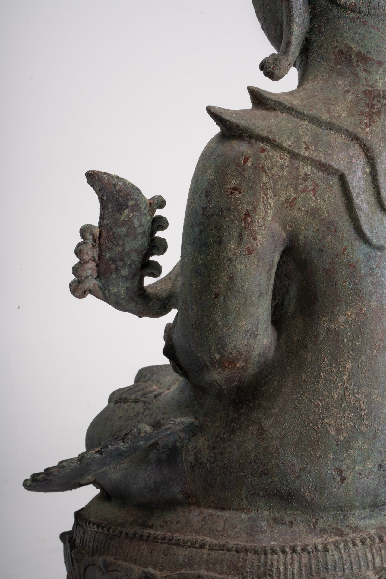 Antique Burmese Style Bronze Shan Enlightenment Seated Buddha Statue - 100cm/40"