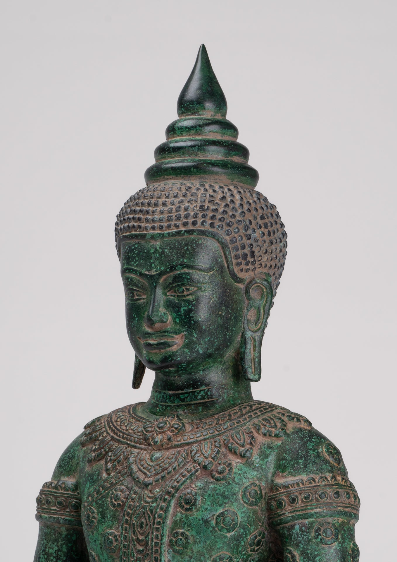 Buddha-Statue – Antiker Khmer-Stil, Bronze, sitzende Amitabha-Meditations-Buddha-Statue – 37 cm/15 Zoll