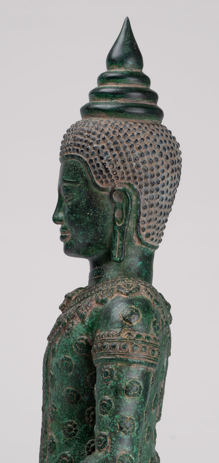 Buddha Statue - Antique Khmer Style Bronze Seated Amitabha Meditation Buddha Statue - 37cm/15"