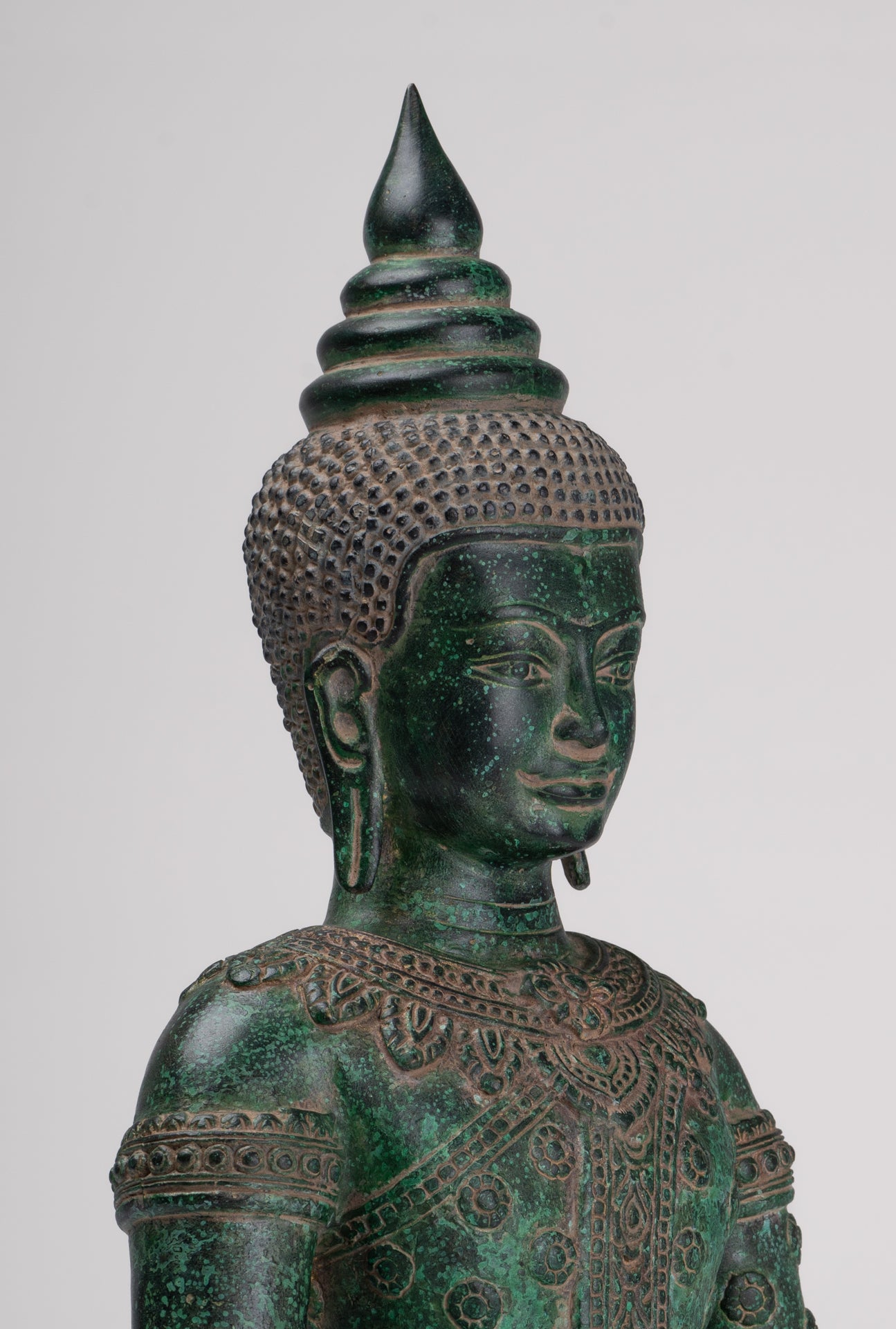 Buddha Statue - Antique Khmer Style Bronze sitzend Amitabha Meditation Buddha Statue - 37cm/15 "