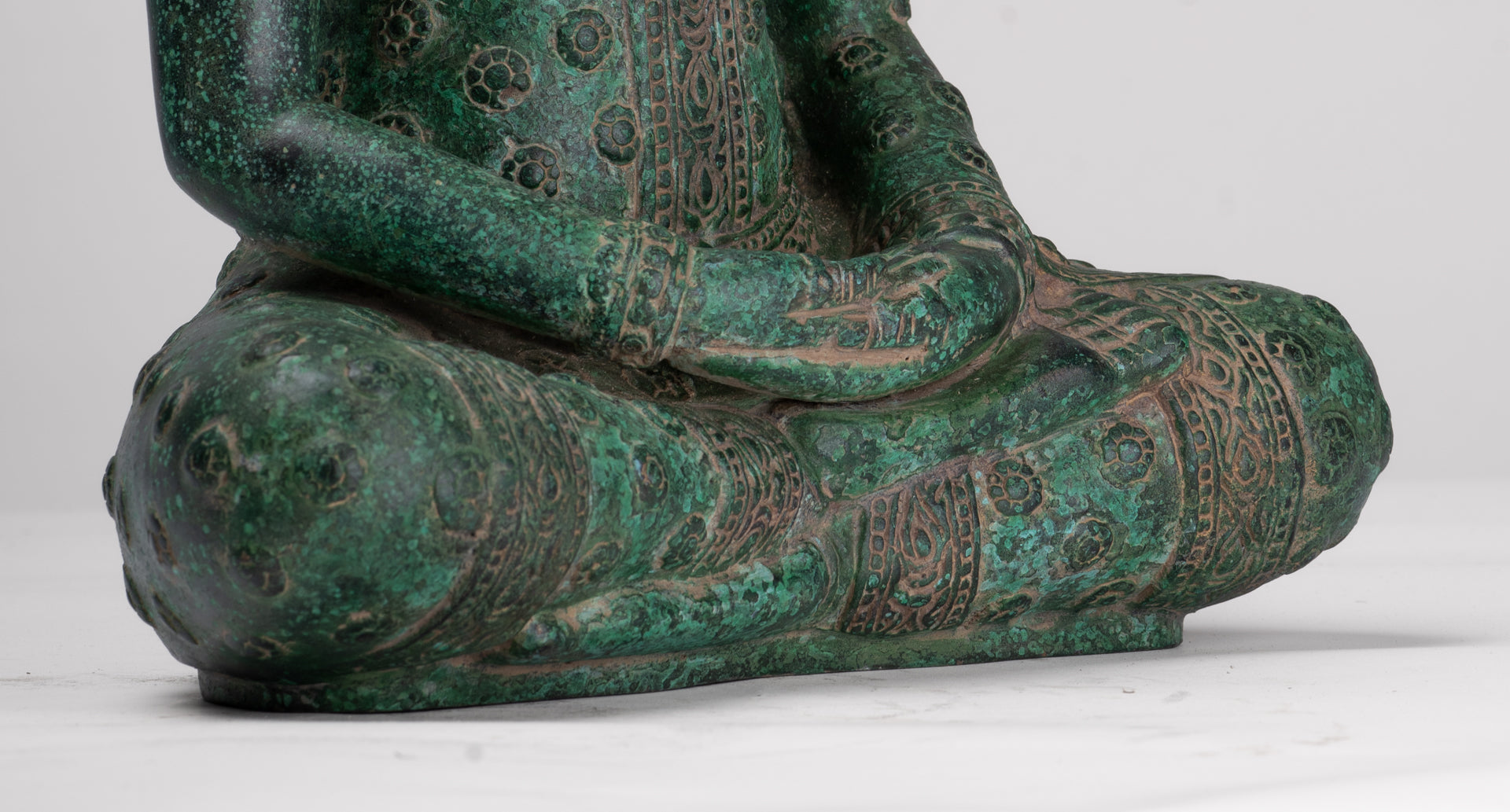 Buddha Statue - Antique Khmer Style Bronze Seated Amitabha Meditation Buddha Statue - 37cm/15"