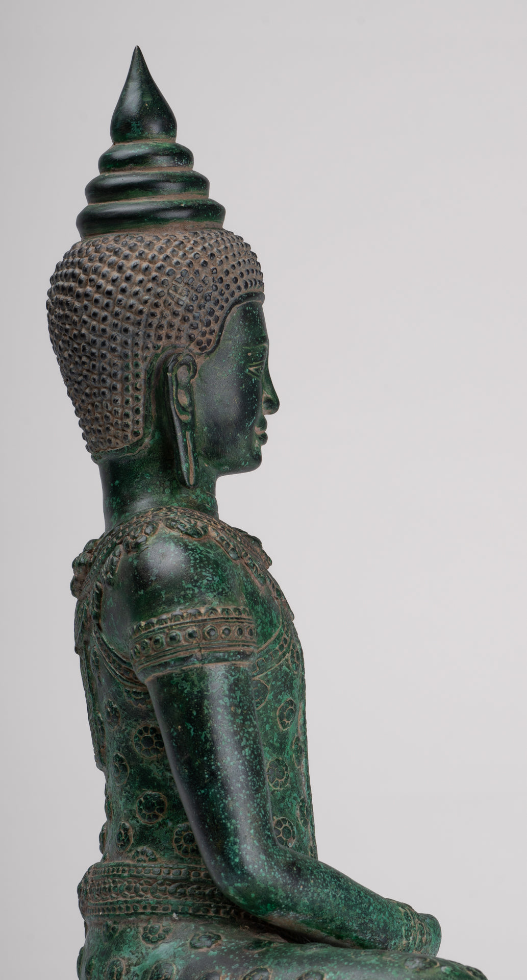 Buddha Statue - Antique Khmer Style Bronze Seated Amitabha Meditation Buddha Statue - 37cm/15"