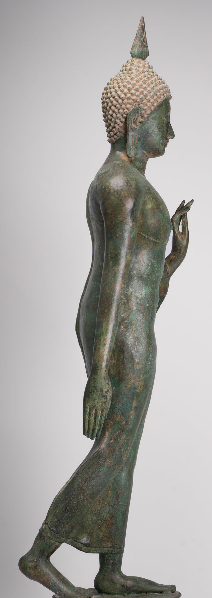 Large Antique Thai Style Sukhothai Bronze Teaching Walking Buddha Statue - 147cm/59"
