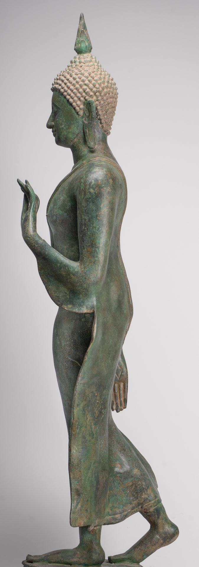 Large Antique Thai Style Sukhothai Bronze Teaching Walking Buddha Statue - 147cm/59"