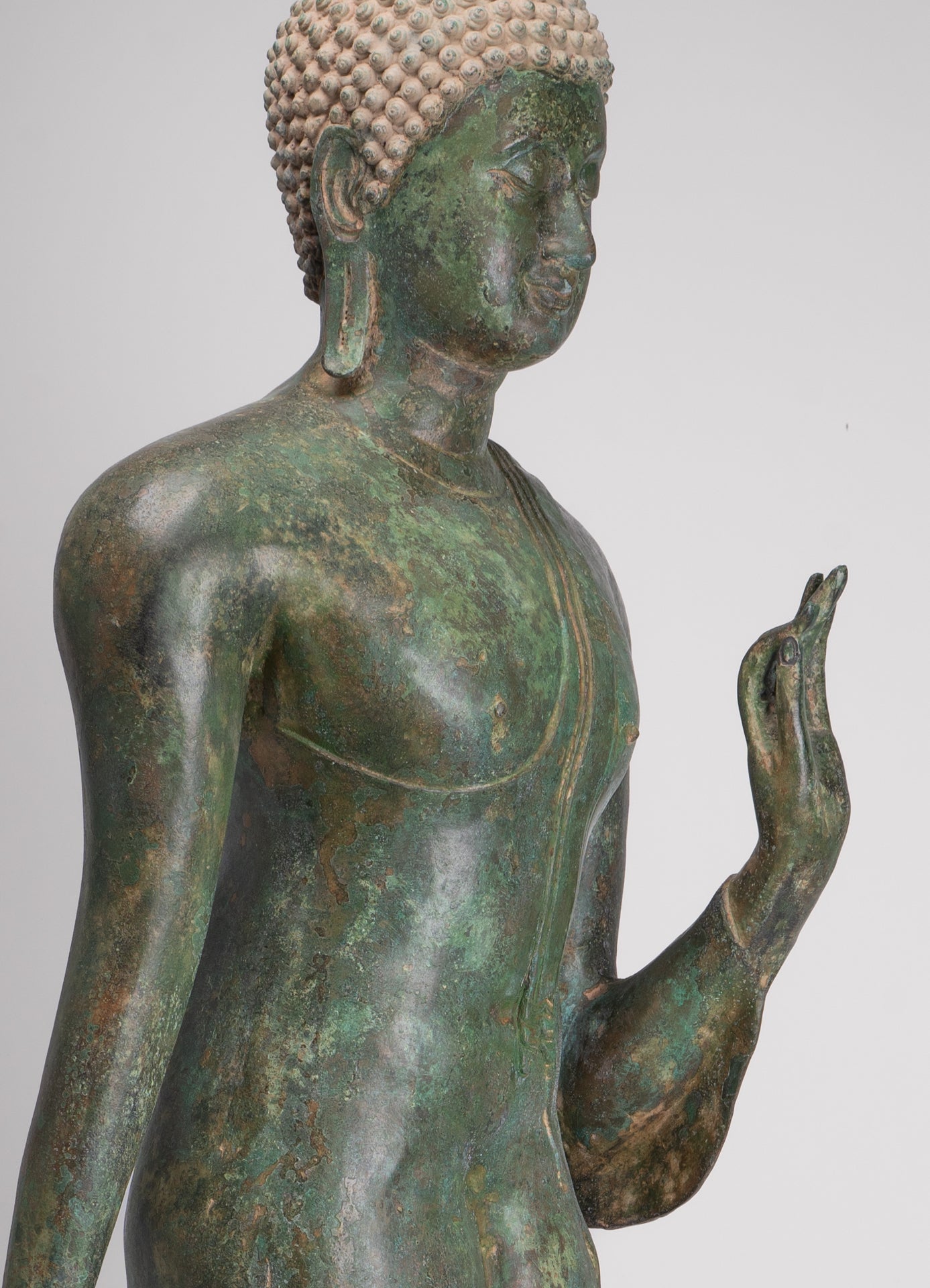 Large Antique Thai Style Sukhothai Bronze Teaching Walking Buddha Statue - 147cm/59"