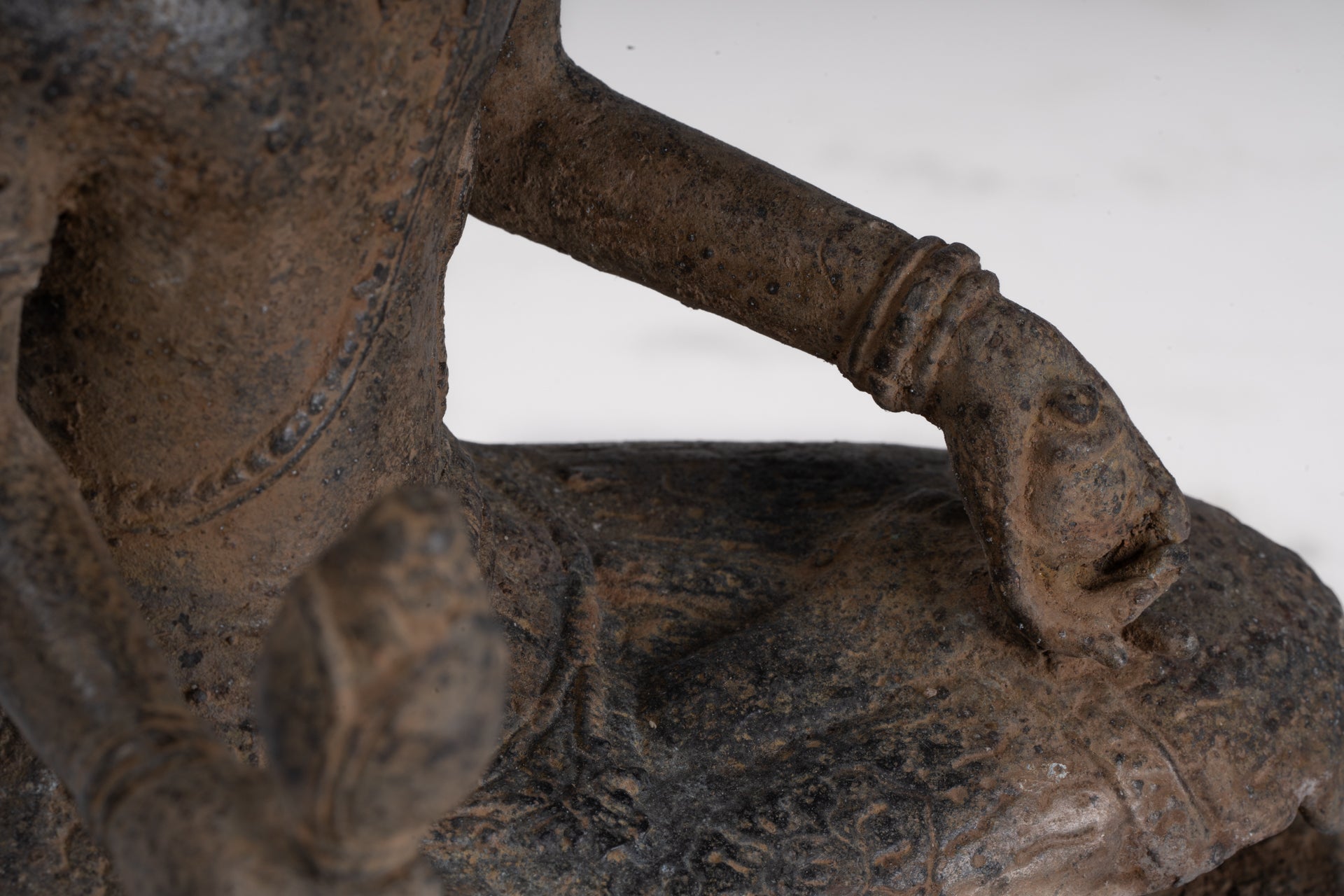 Vishnu - Antique Java Style Indonesian Majapahit Seated Bronze Vishnu Statue - 25cm/10"