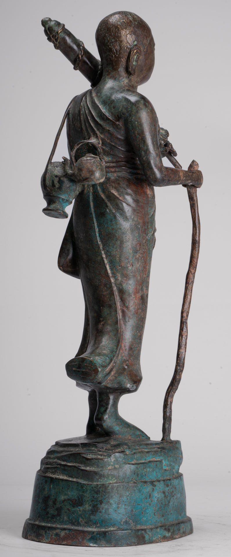 Mönch - Antike Thai -Stil Bronze Dvaravati Sīvali Anhänger / Schüler der Buddha -Statue - 57cm / 23 "