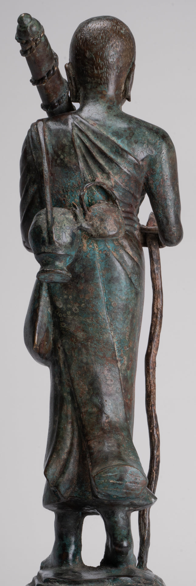 Mönch - Antike Thai -Stil Bronze Dvaravati Sīvali Anhänger / Schüler der Buddha -Statue - 57cm / 23 "