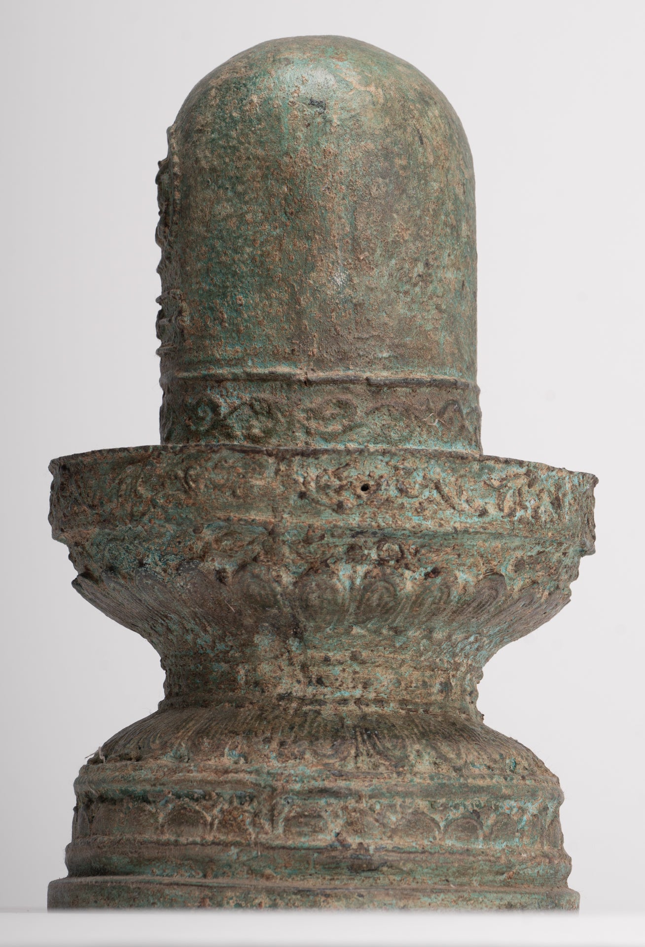 Linga - Antique Indian Style South Asia Bronze Shiva Linga / Lingnum & Yoni - 27cm/11"