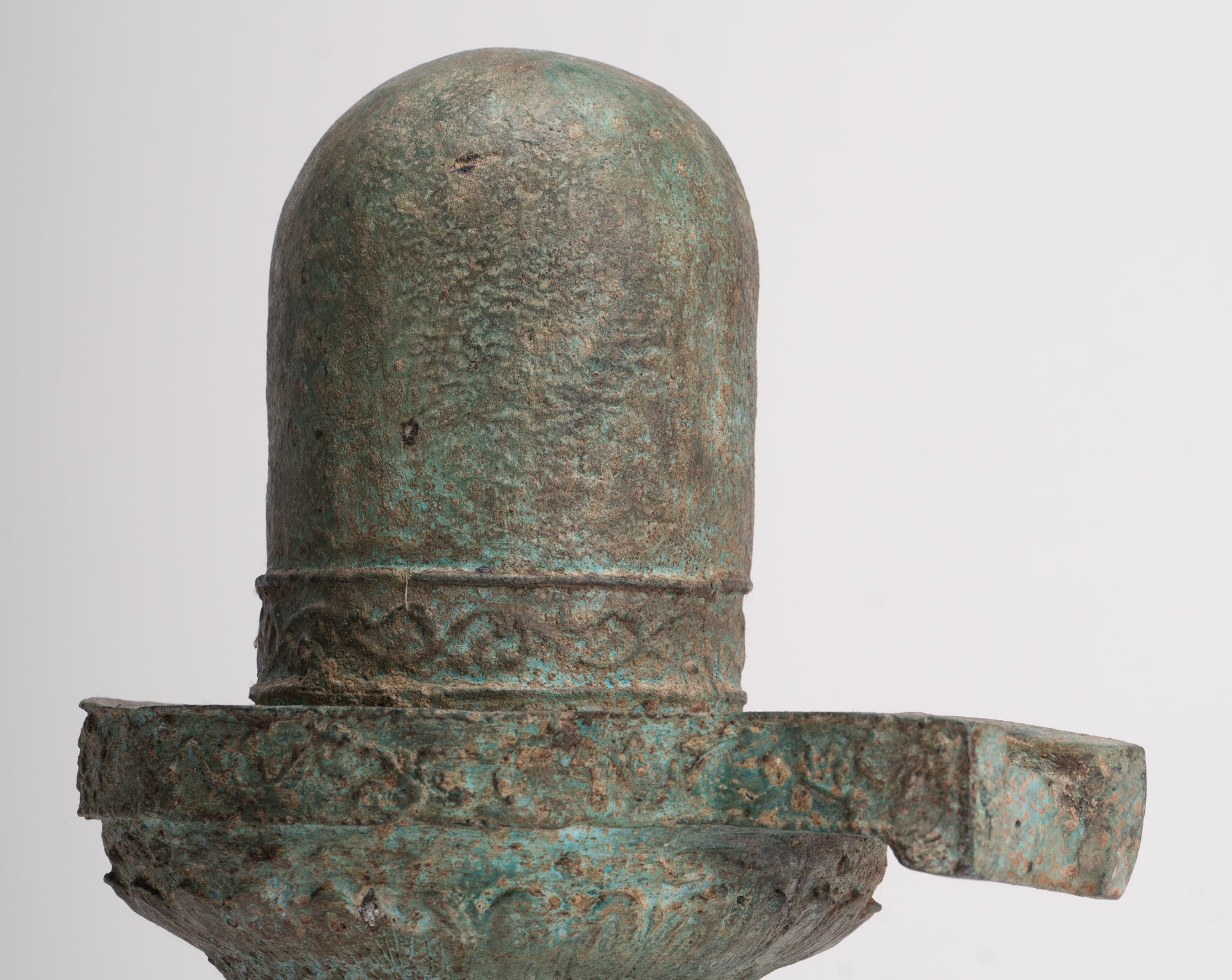 Linga - Antique Indian Style South Asia Bronze Shiva Linga / Lingnum & Yoni - 27cm/11"