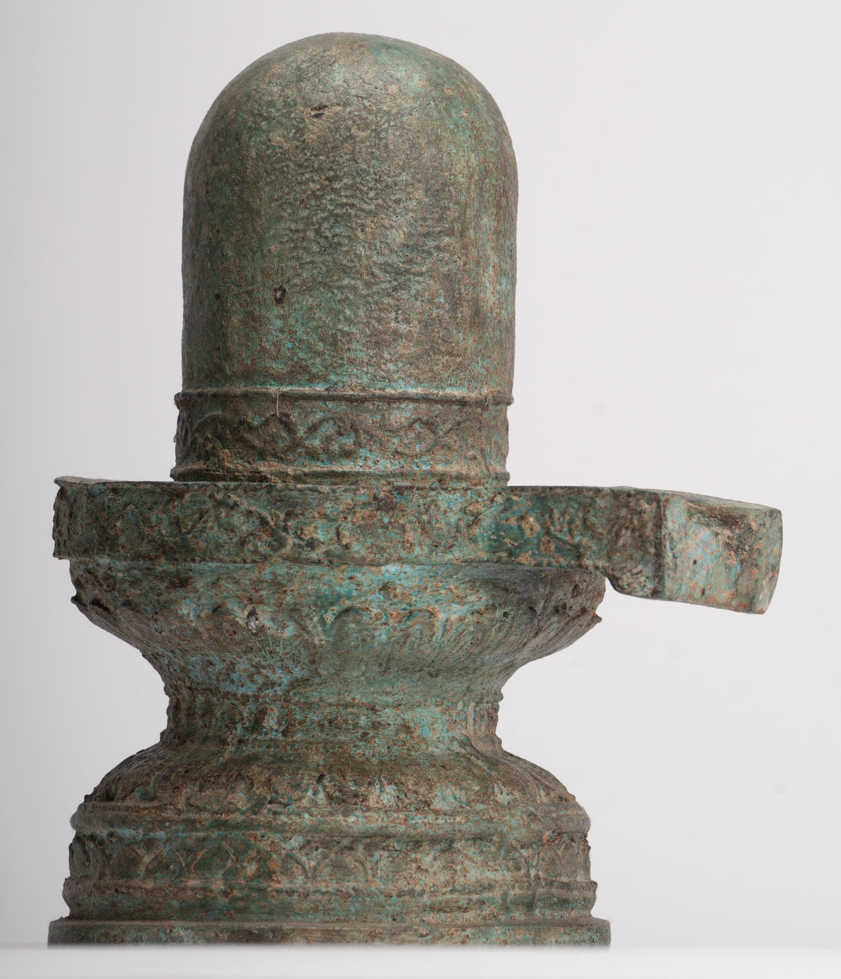 Linga - Antique Indian Style South Asia Bronze Shiva Linga / Lingnum & Yoni - 27cm/11"