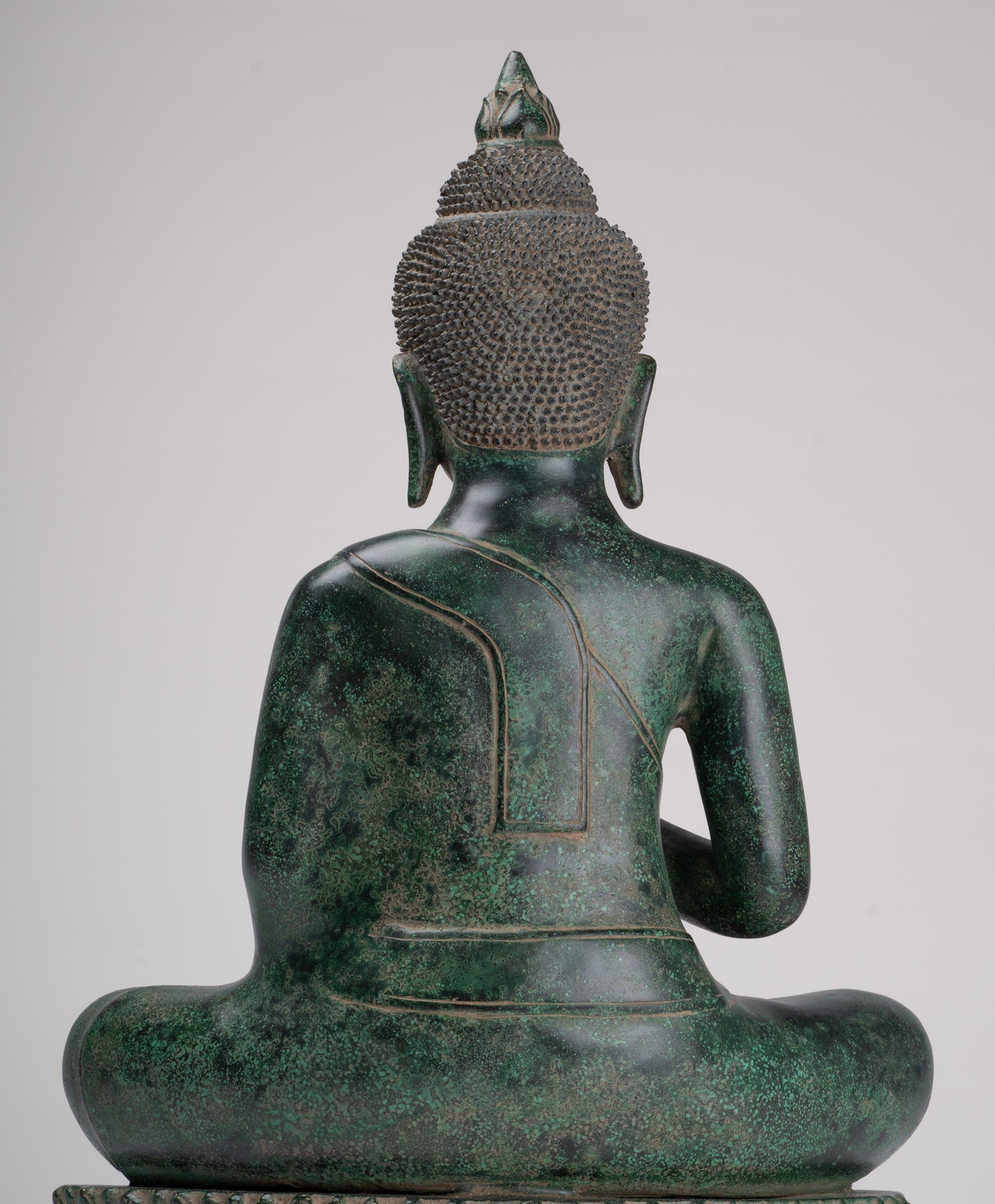 Buddha Statue - Antique Khmer Style Bronze Enthroned Teaching Buddha Statue - 47cm/19"
