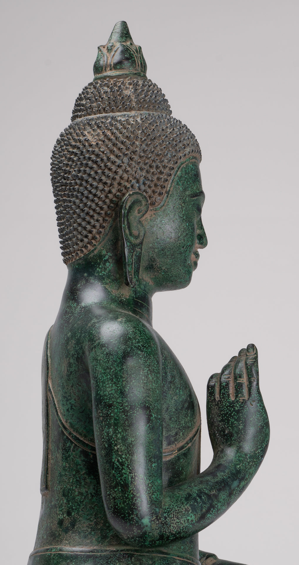 Buddha Statue - Antique Khmer Style Bronze Enthroned Teaching Buddha Statue - 47cm/19"