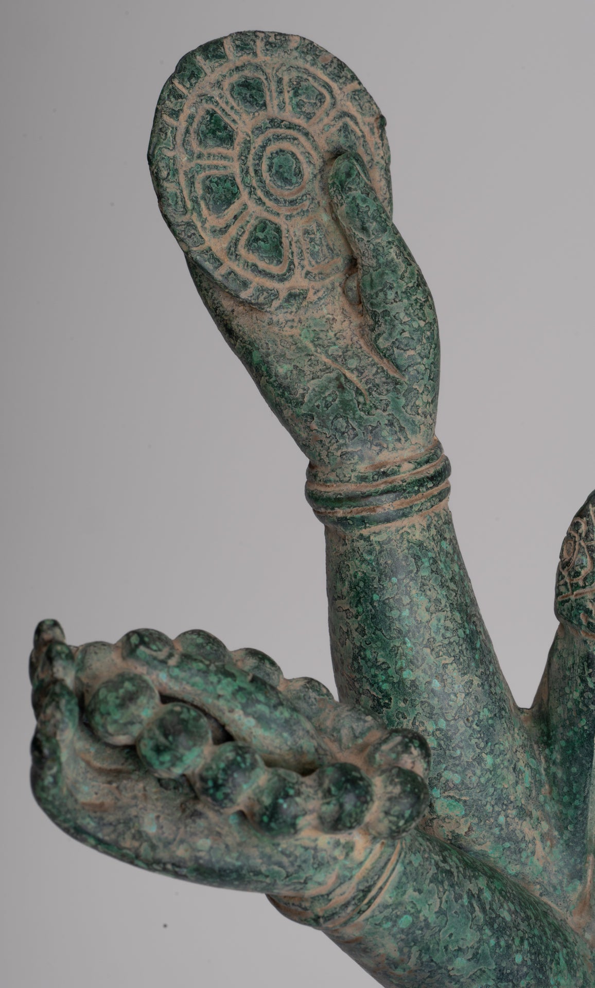 Brahma Statue - Antique Khmer Style Bronze 8 Arm Bayon Brahma - Hindu God Creation - 40cm/16"