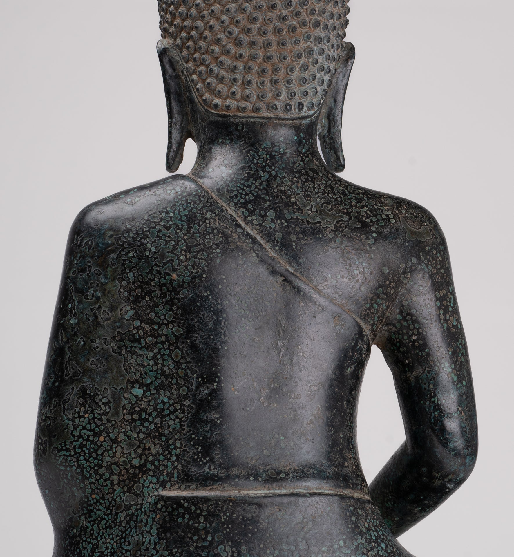 Buddha Statue - Antique Khmer Style Bronze Seated Meditation Buddha Statue - 42cm/17"