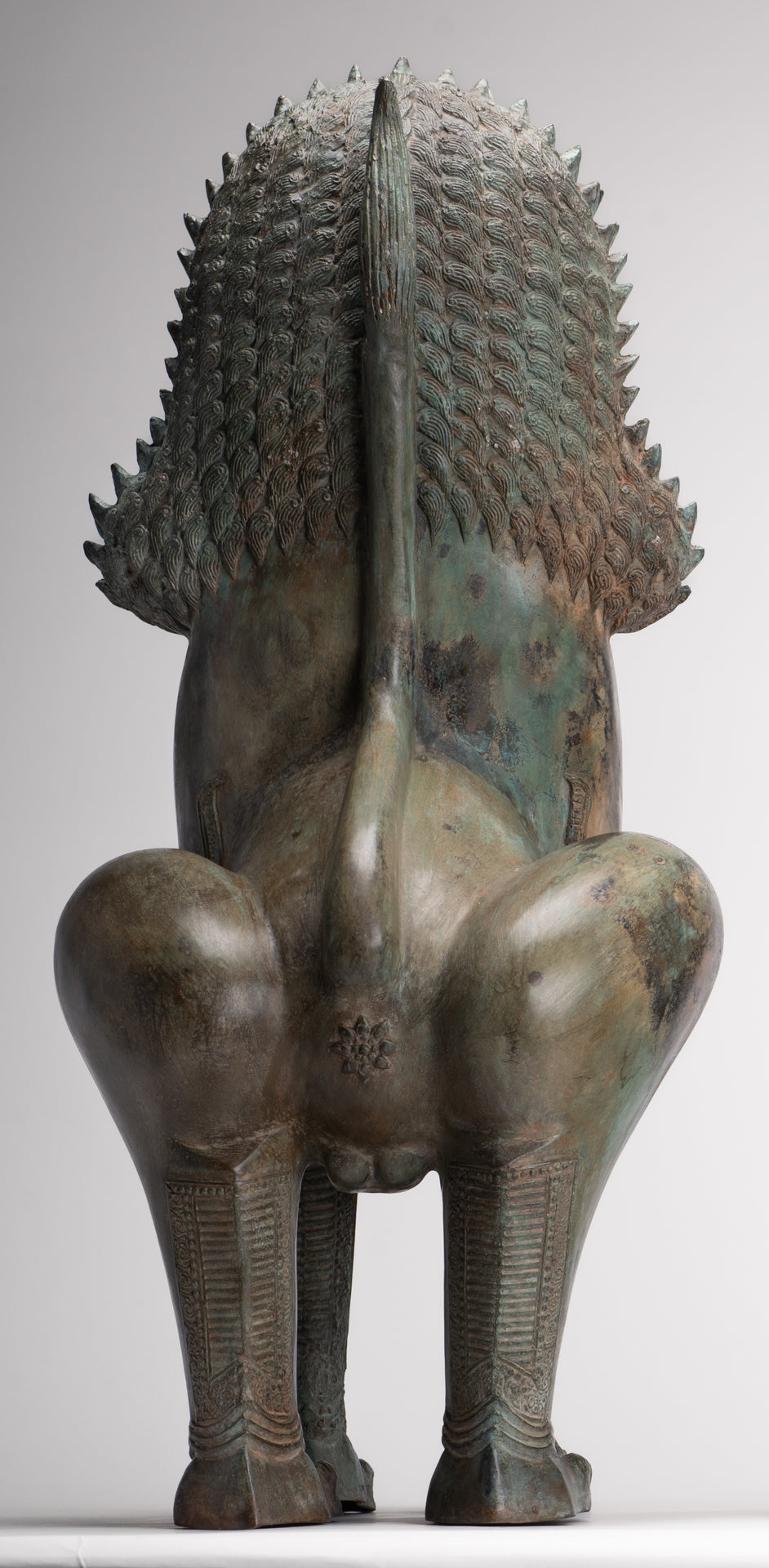 Temple Lion - Antique Thai Style Bronze Standing Singha Temple Guardians or Lions - 61cm/24" (Pair)