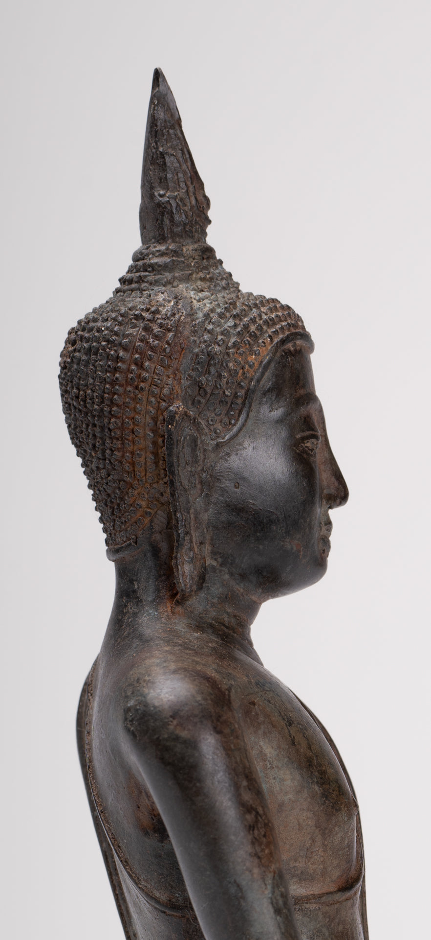 Buddha Statue - Antique Ayutthaya Style Seated Enlightenment Buddha Statue - 19cm/8"