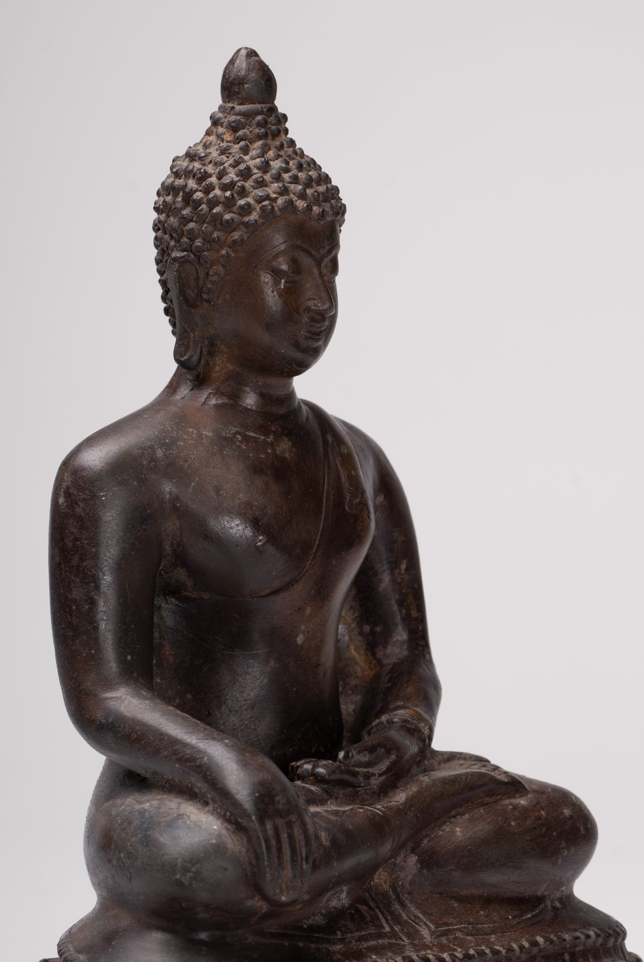 Buddha Statue - Antique Thai Style Bronze Chiang Saen Enlightenment Buddha Statue - 24cm/10"