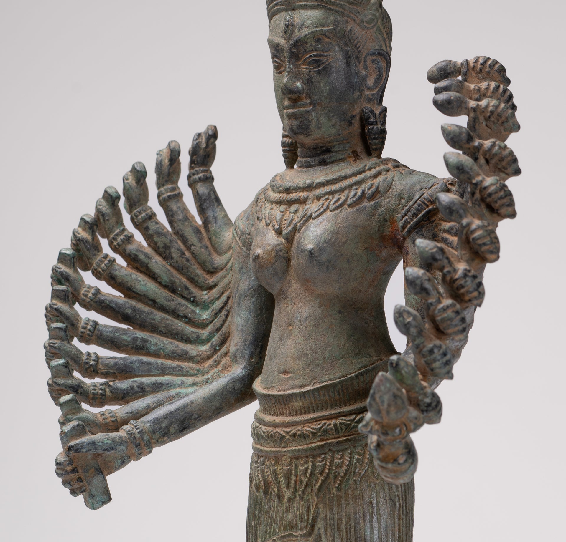 Deity Statue - Antique Khmer Style Bayon Prajnaparamita Statue / Goddess - 36cm/14"