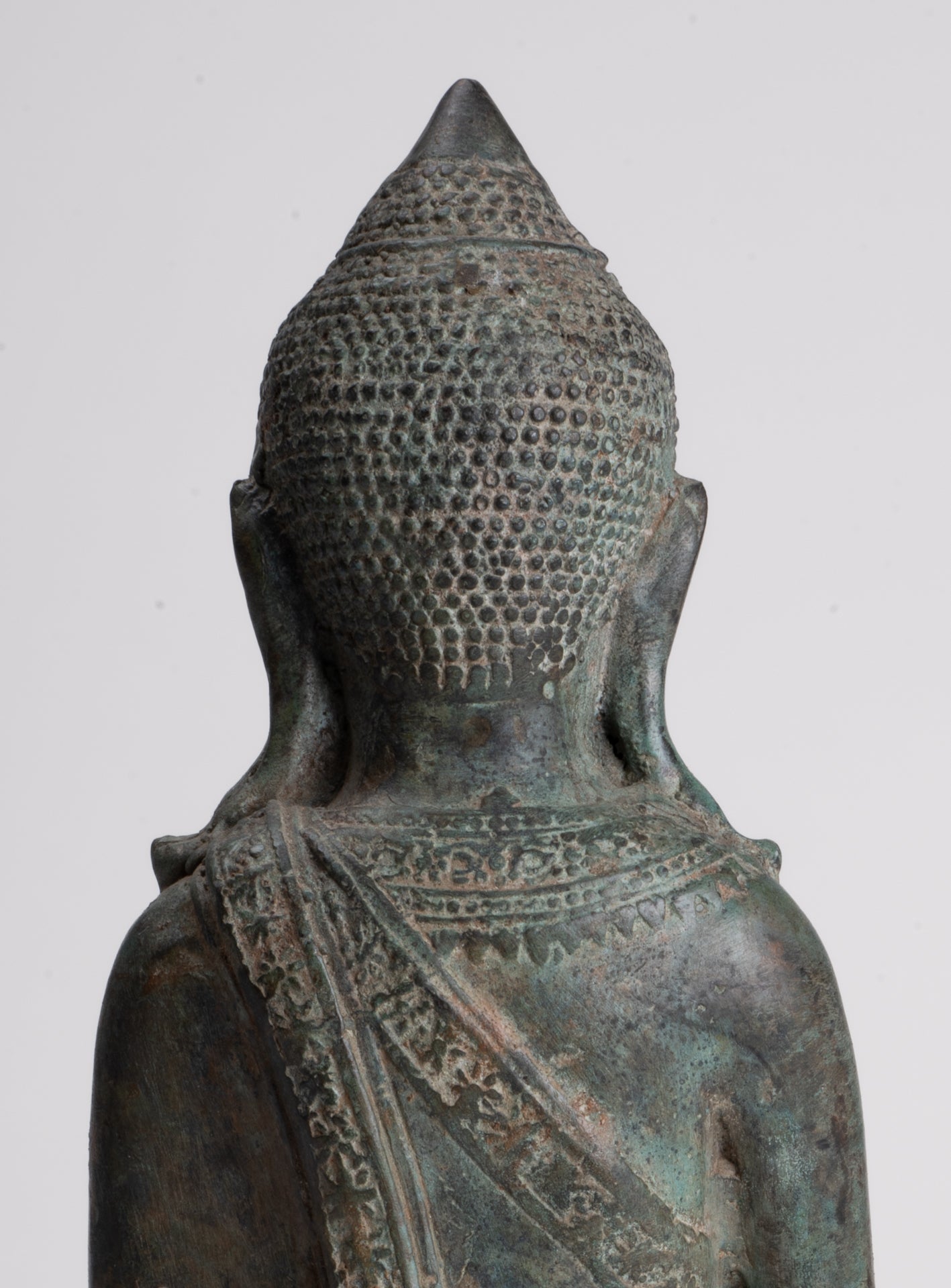 Buddha Statue - Antique Thai Style Chiang Rung Seated Buddha Statue - 23cm/9"