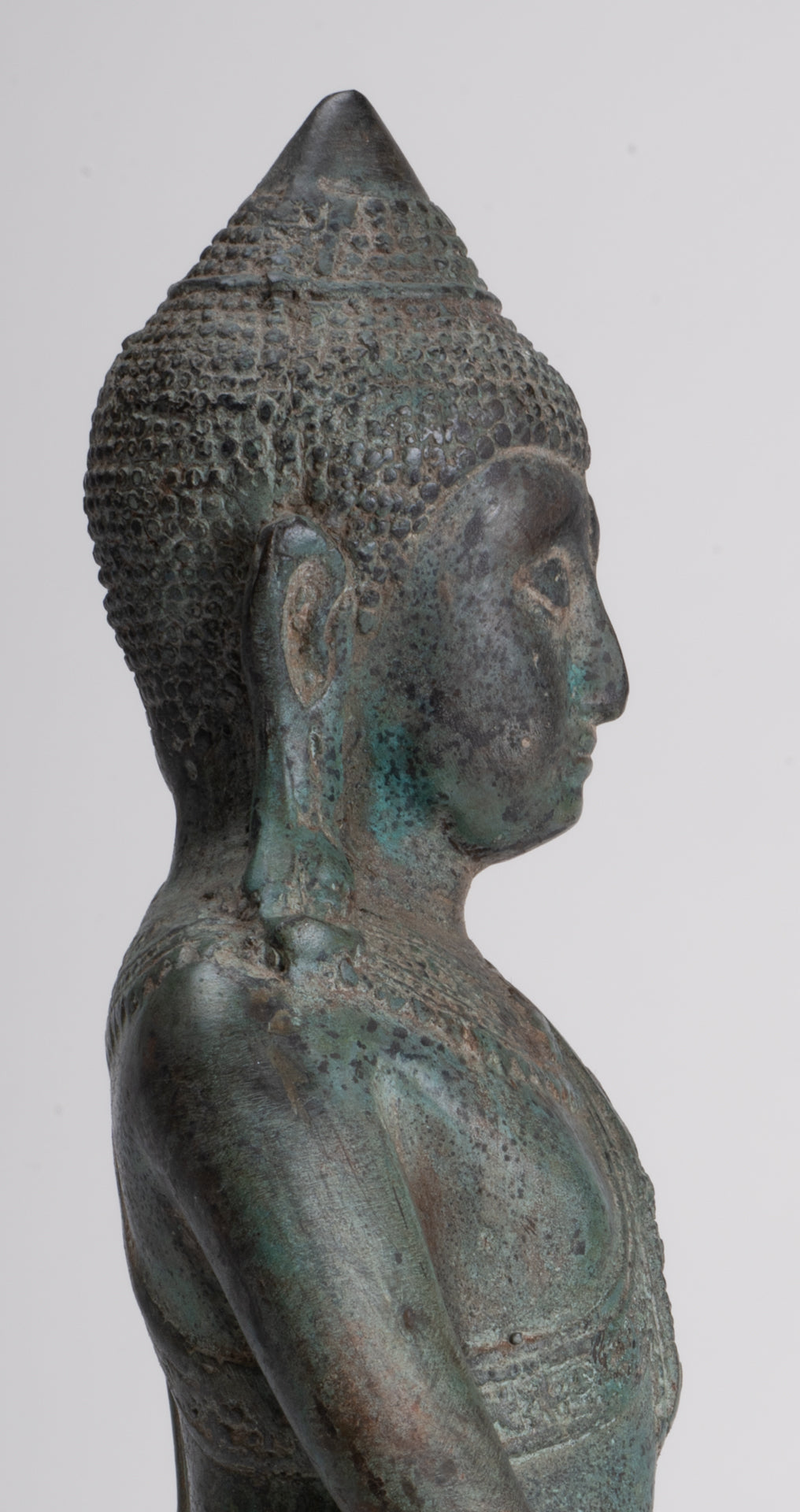 Buddha Statue - Antique Thai Style Chiang Rung Seated Buddha Statue - 23cm/9"