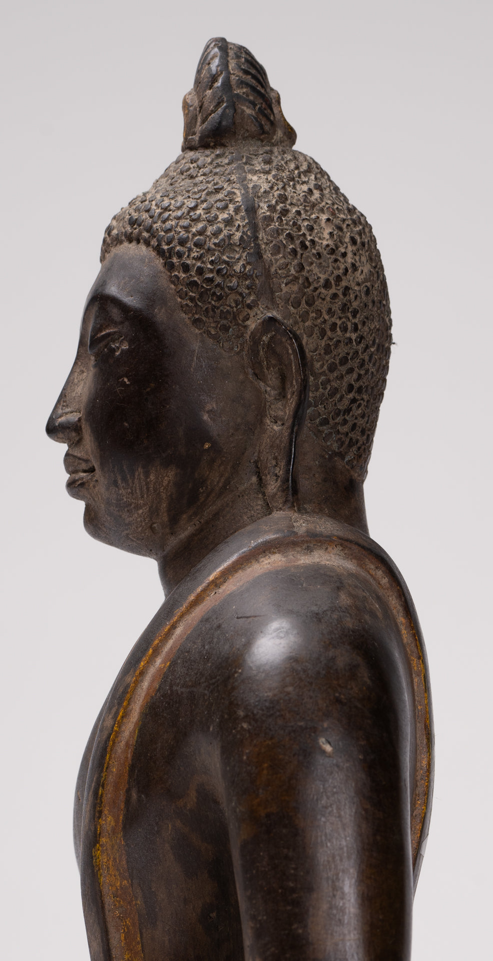 Buddha Statue - Antique Sri Lanka Style Bronze Seated Meditation Buddha Statue - 28cm/11"