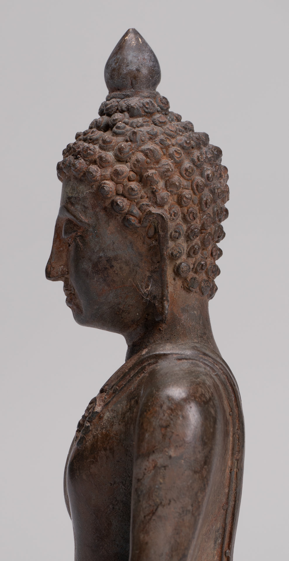 Buddha Statue - Antique Thai Style Bronze Chiang Saen Enlightenment Buddha Statue - 18cm/7"