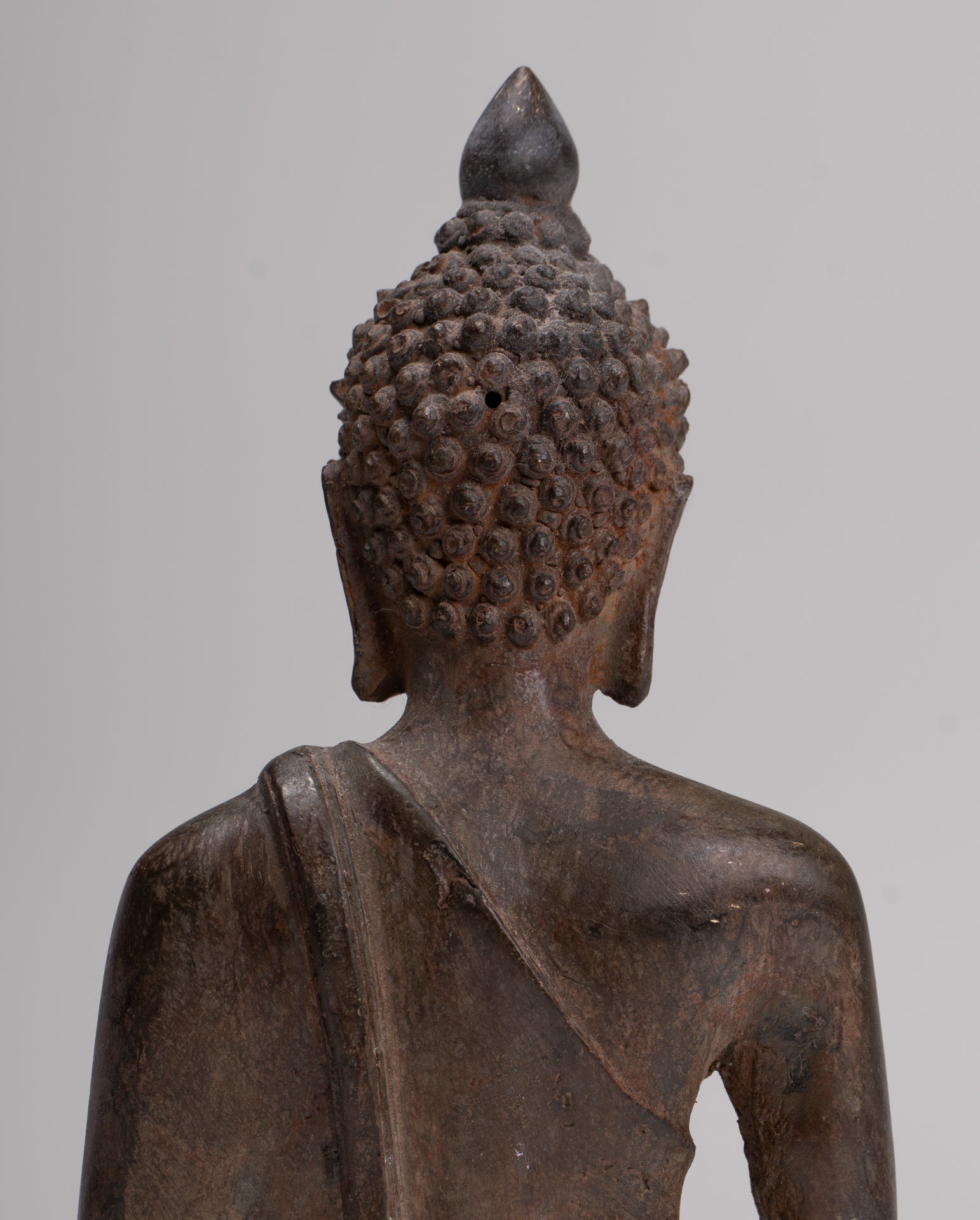 Buddha Statue - Antique Thai Style Bronze Chiang Saen Enlightenment Buddha Statue - 18cm/7"