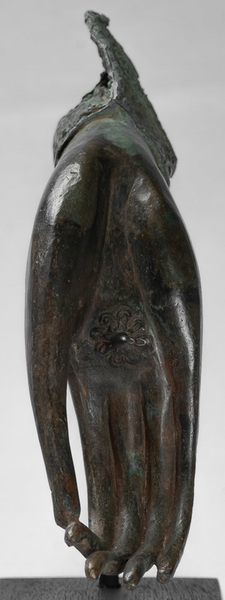 Mounted Antique Thai Style Southeast Asia Bronze Thai Teaching Hand - 25cm/10"