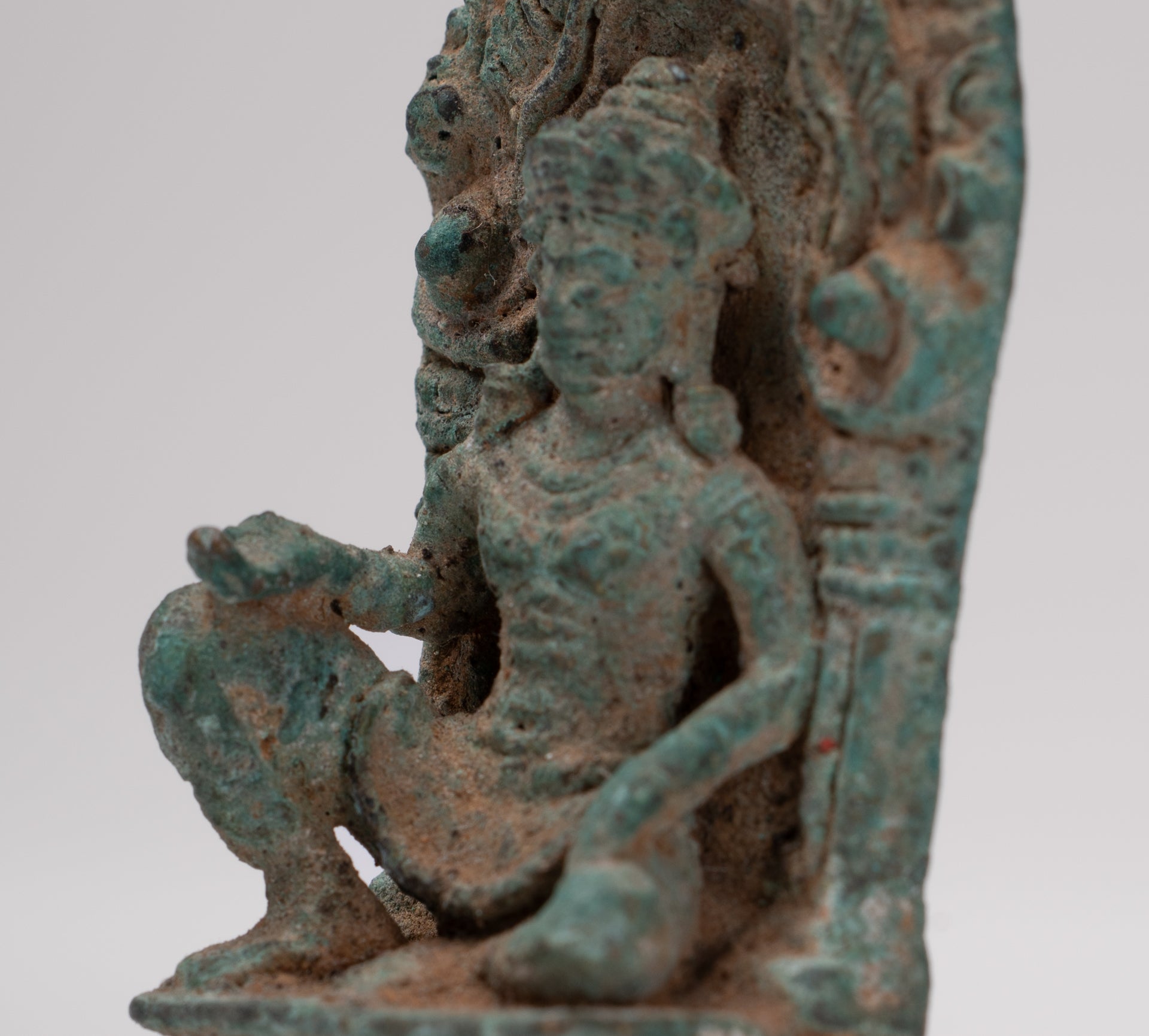 Vishnu Statue - Antique Baphuon Style Stone Seated Khmer Vishnu Statue - 7.5cm / 3"