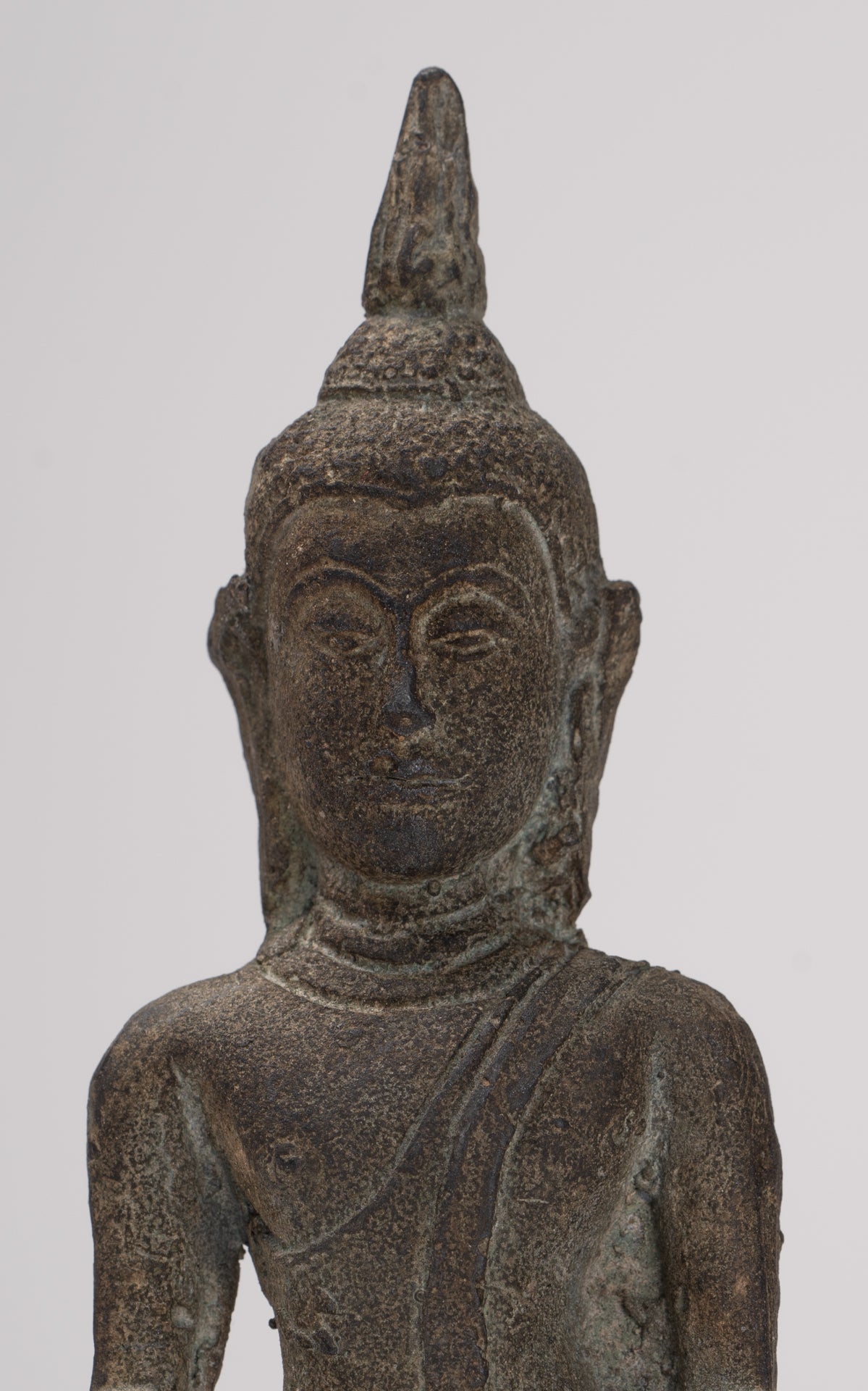 Buddha Statue - Antique Ayutthaya Style Seated Enlightenment Buddha Statue - 12.5cm/5"