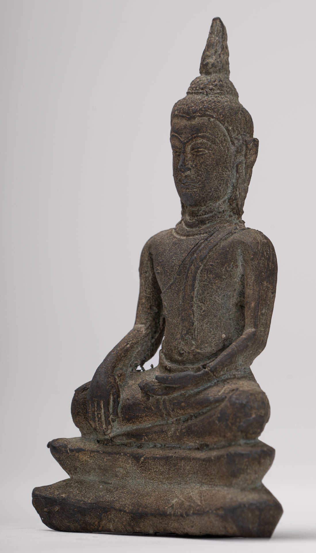 Buddha Statue - Antique Ayutthaya Style Seated Enlightenment Buddha Statue - 12.5cm/5"