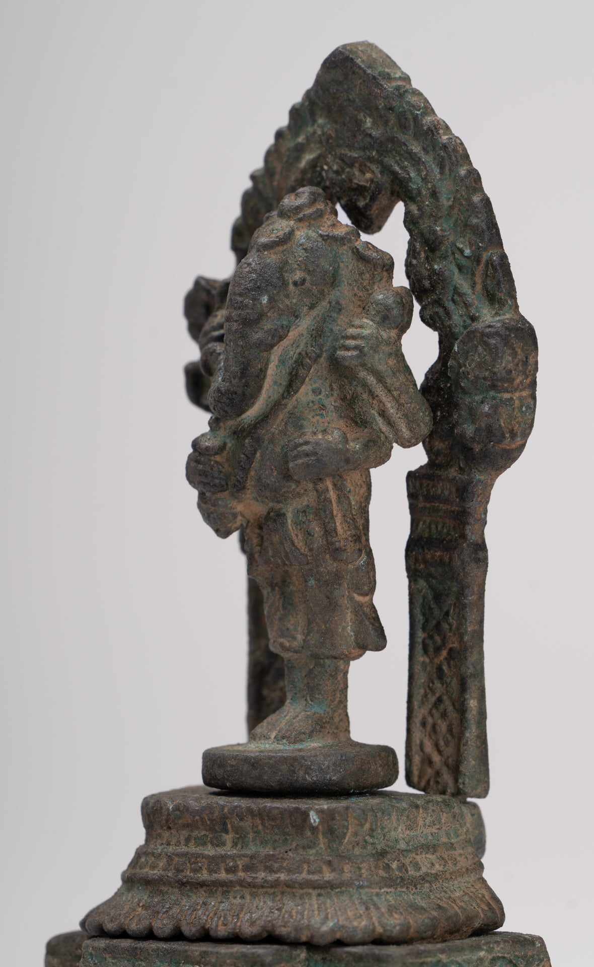 Ganesha Statue - Antique Thai Style Enthroned Bronze Standing Ganesha Statue - 11.5cm/5"