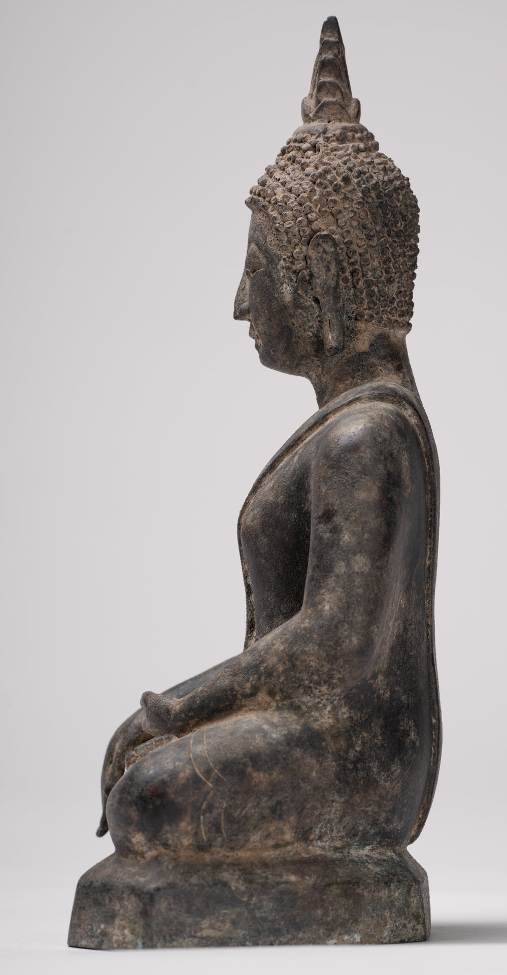 Buddha Statue - Antique U Thong Style Bronze Enlightenment Buddha Statue - 23.5cm/9"