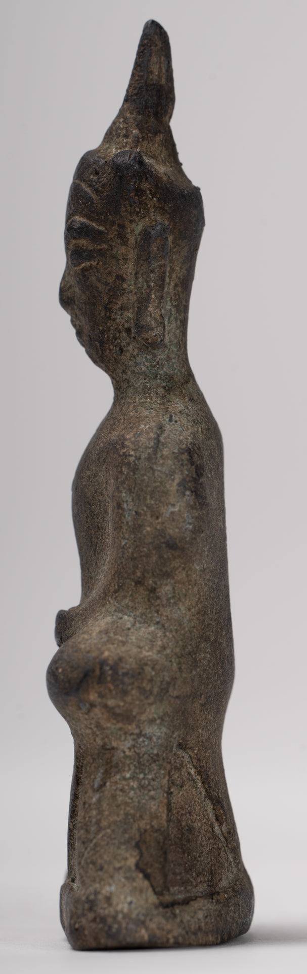 Antique Thai Style Seated Bronze Ayutthaya Meditation Buddha Statue - 9cm/4"