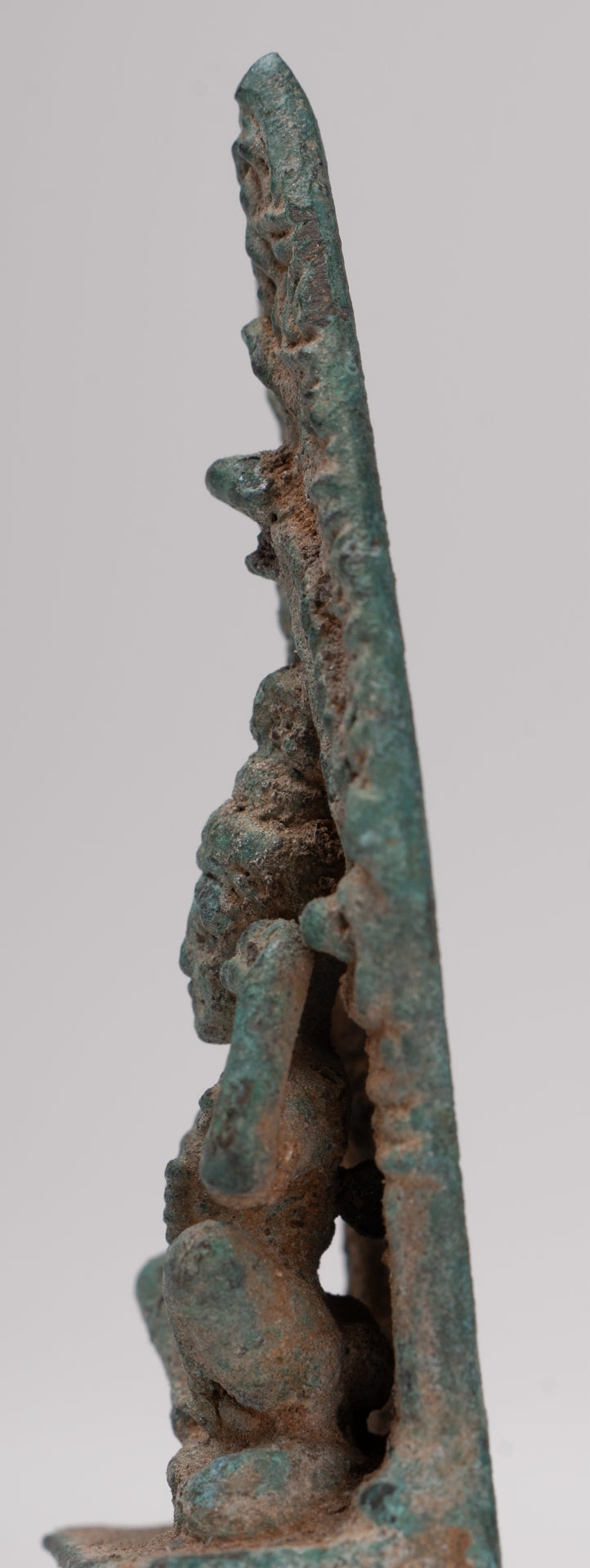 Vishnu Statue - Antique Khmer Style Bronze Seated 'Hear No Evil' Statue - 7.5cm / 3"