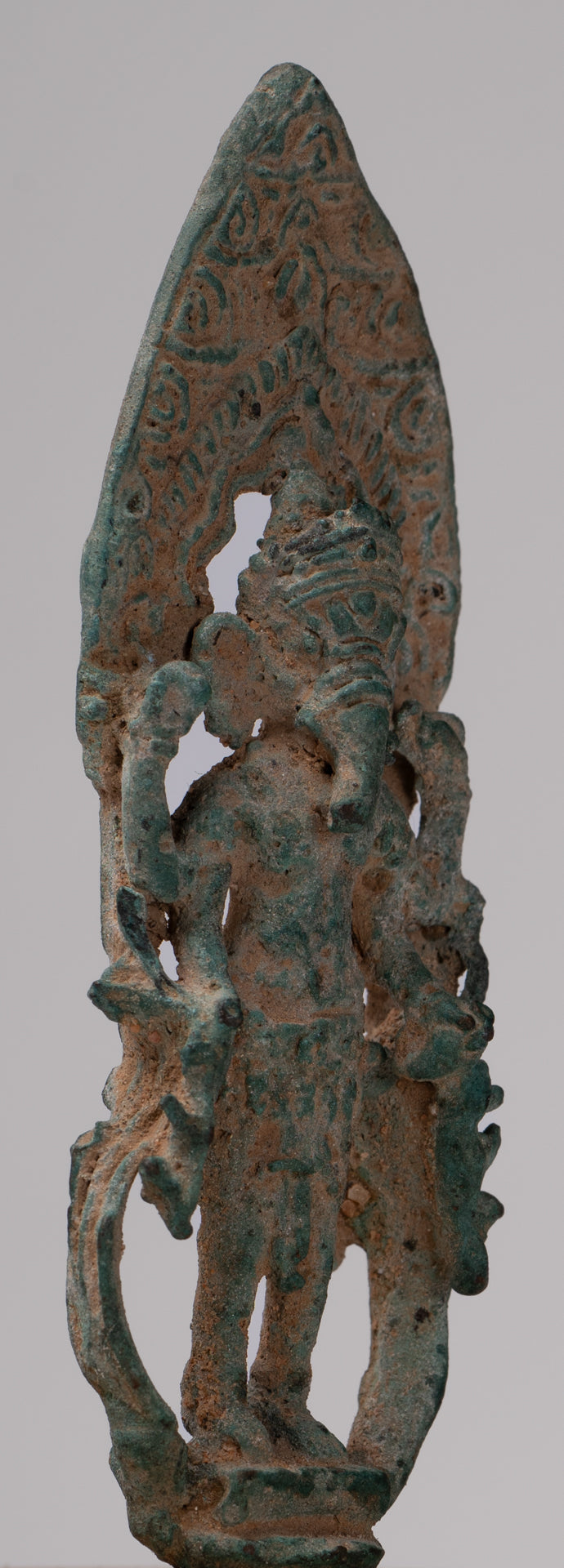 Ganesha Statue - Antique Khmer Style Enthroned Bronze Standing Ganesha Statue - 16cm/6"