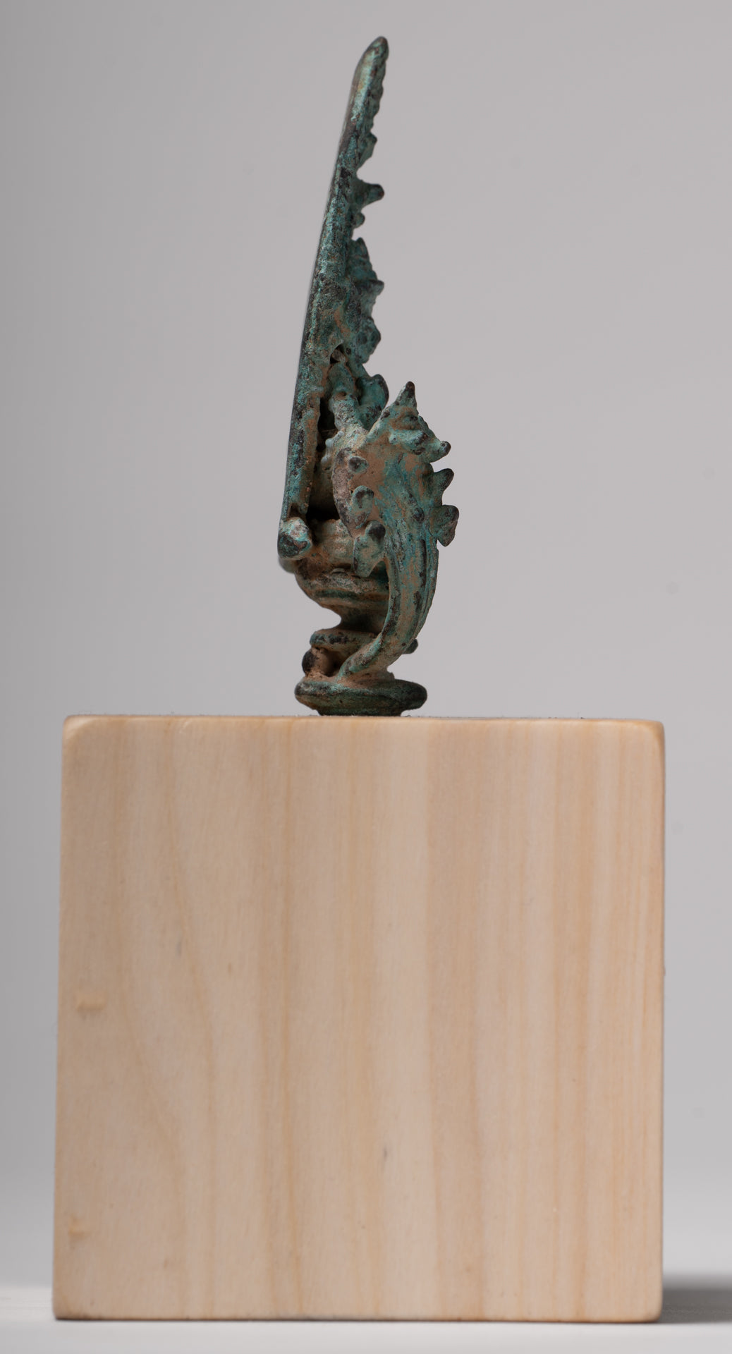 Vishnu Statue - Antique Khmer Style Enthroned Bronze Seated Vishnu Statue - 14cm/6"