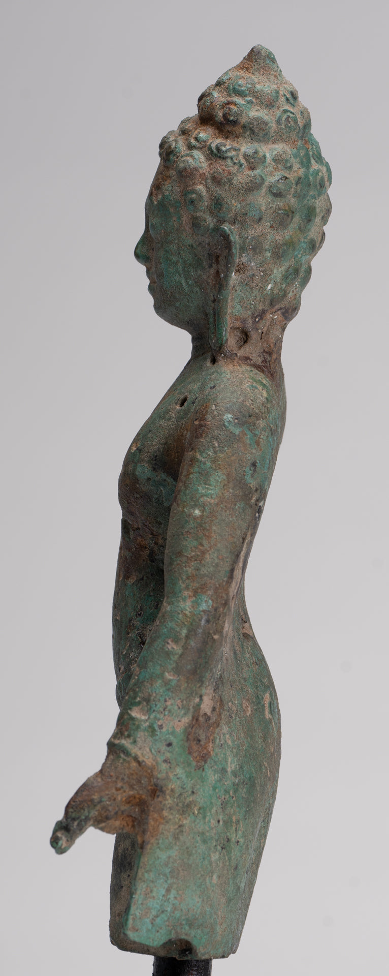 Buddha Statue - Antique Khmer Style Mounted Bronze Phnom Da Buddha Statue - 25cm/10"