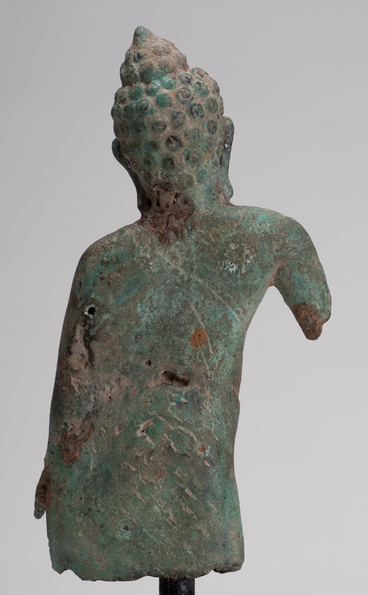 Buddha Statue - Antique Khmer Style Mounted Bronze Phnom Da Buddha Statue - 25cm/10"