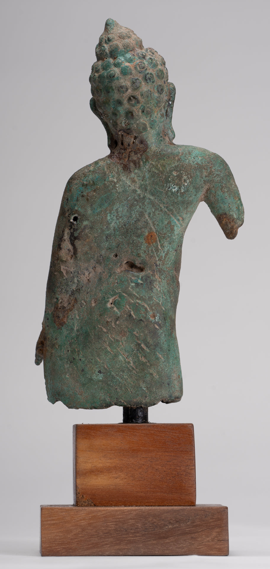 Buddha Statue - Antique Khmer Style Mounted Bronze Phnom Da Buddha Statue - 25cm/10"